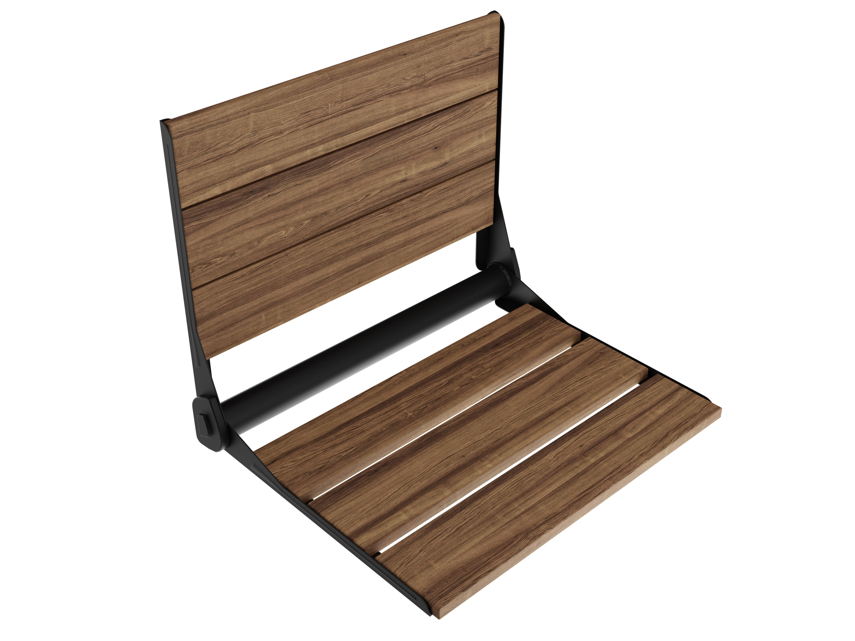 ANZZI AC-AZ203MB Matte Black Teak Wall mount Shower seat ADA Compliant