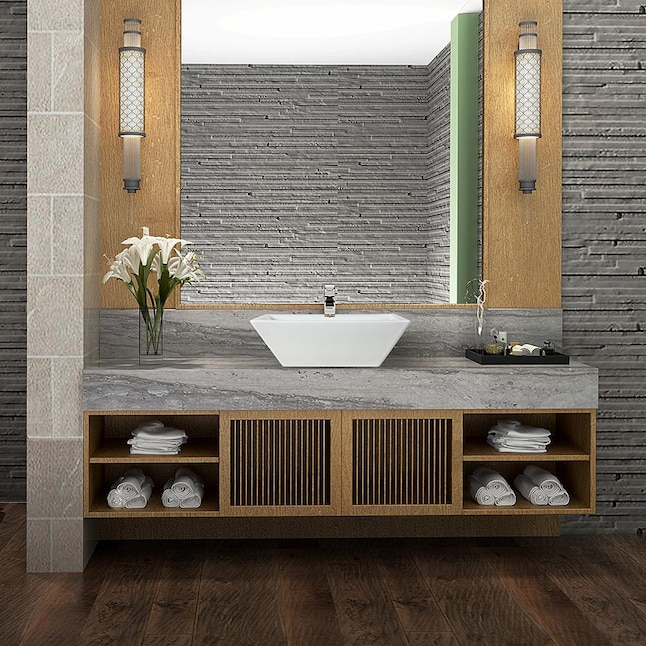 Jacuzzi Maya White Vessel Square Traditional Bathroom Sink (16.14-in x ...