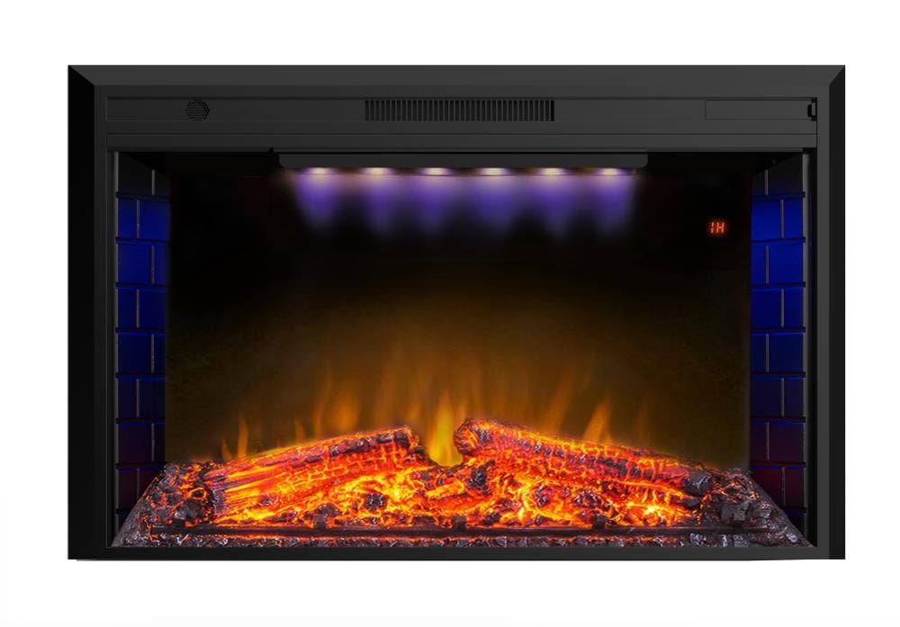 Glitzhome 41.38-in W Black Fan-forced Electric Fireplace at Lowes.com