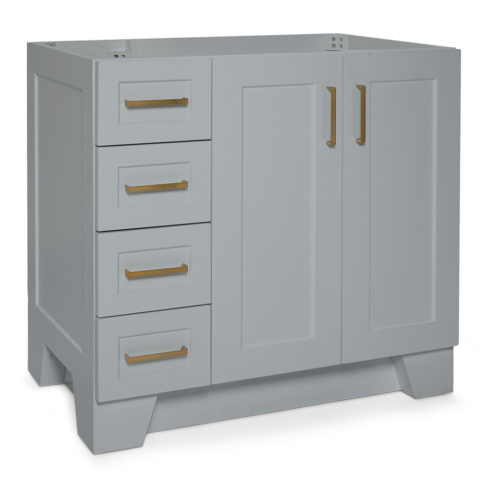 Taylor 36" Gray Freestanding Single Vanity Cabinet with Brass Hardware