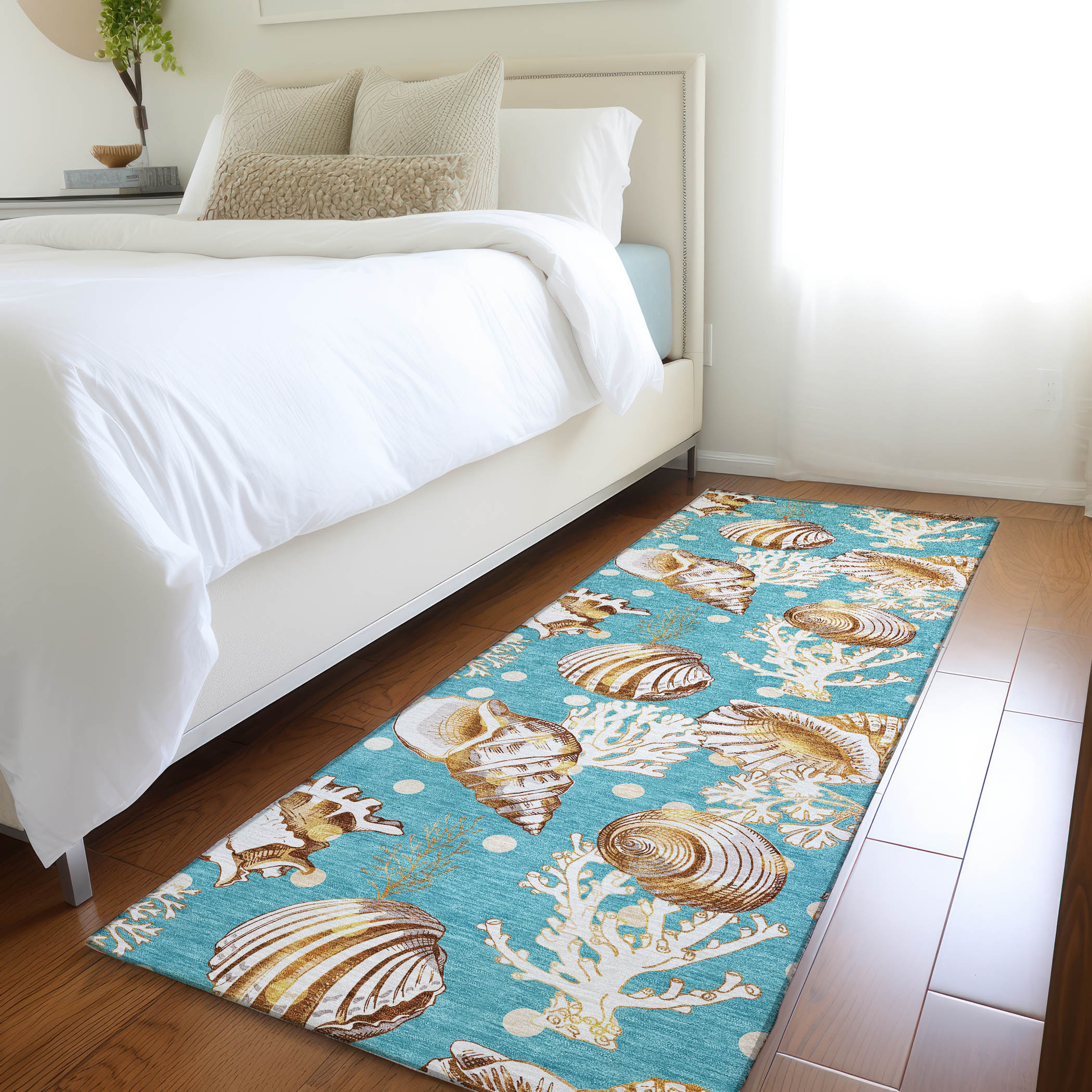 Addison Rugs AMF185AQ2X8 Mayfield AMF185AQ 2 x 7 (ft) Loomed Polyester Aqua Rectangular Indoor Geometric Machine washable Area rug