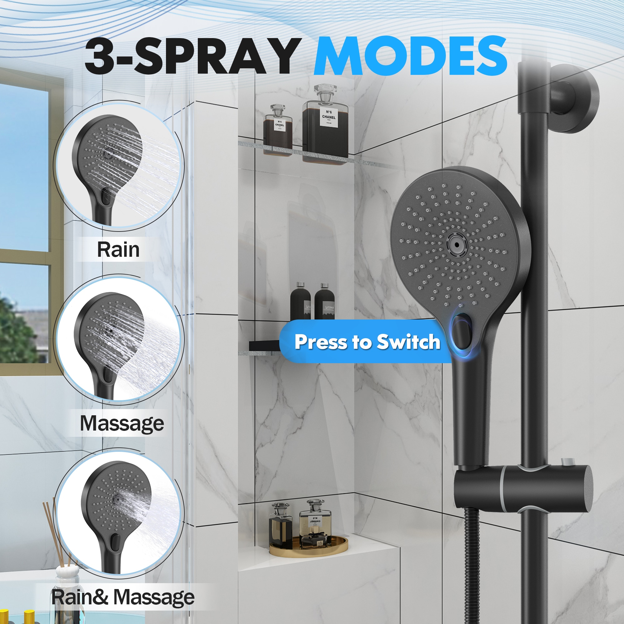CASAINC CS3623-10BG Showerhead-Bar-Panels - View #8