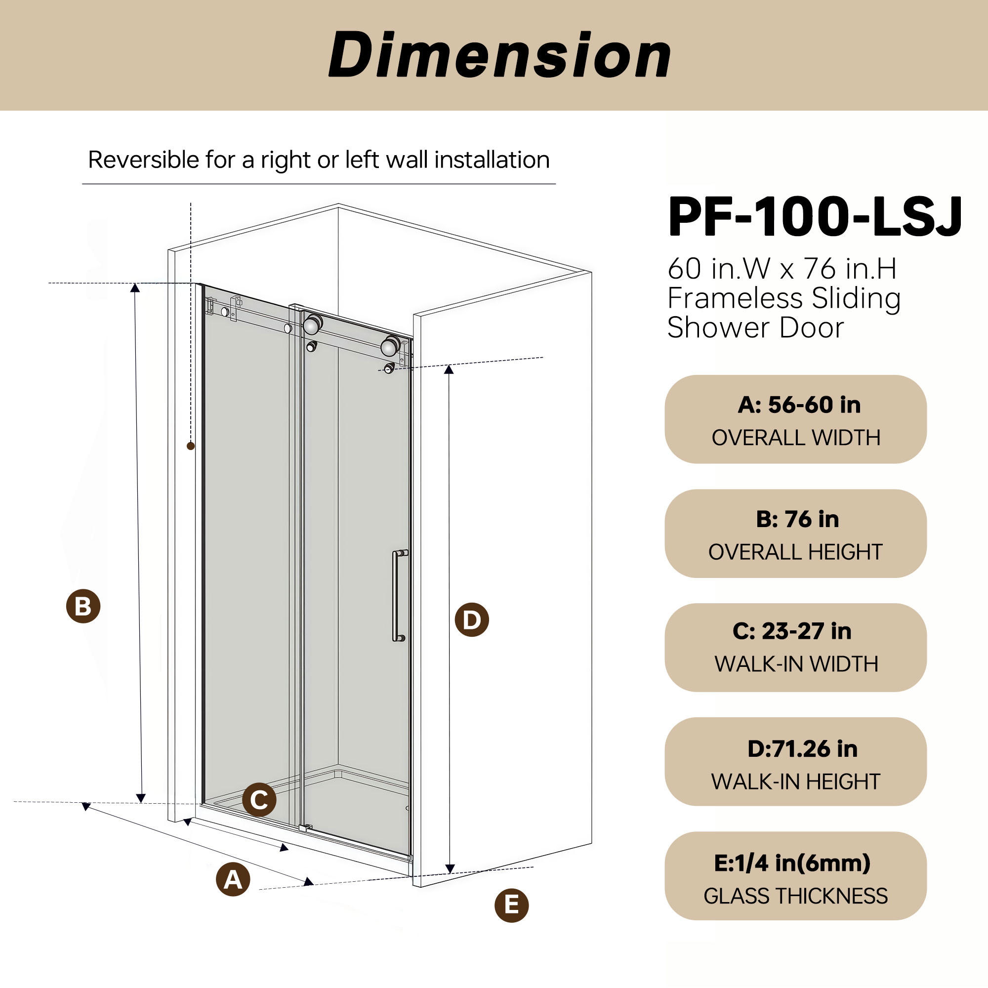 LIVIZA G1PF6076GD-100 Shower-Doors - View #2