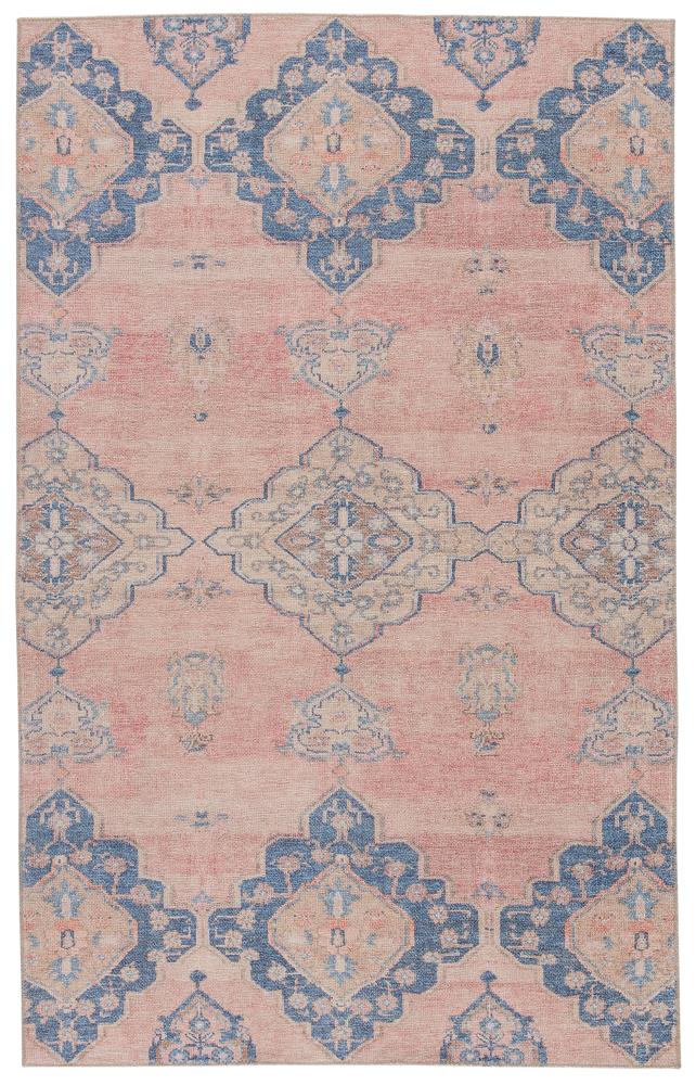 Kairos Blue and Pink Medallion Washable Runner Rug