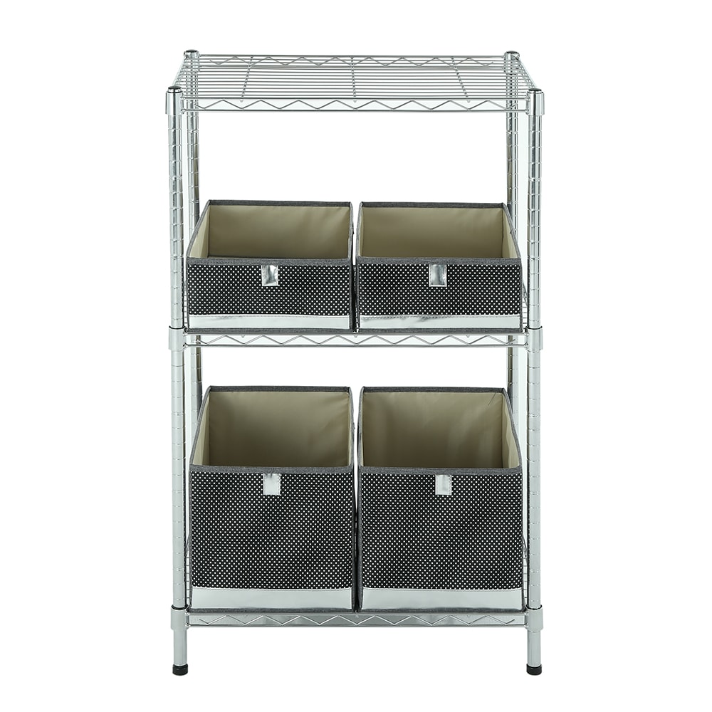 MZG 406095OFH301SG Steel 3 -Tier Utility shelving unit ( 24.2-in W x 15.7-in D x 37.5-in H ) ( Chrome , ( 300-lb lbs. Capacity Per Shelf )