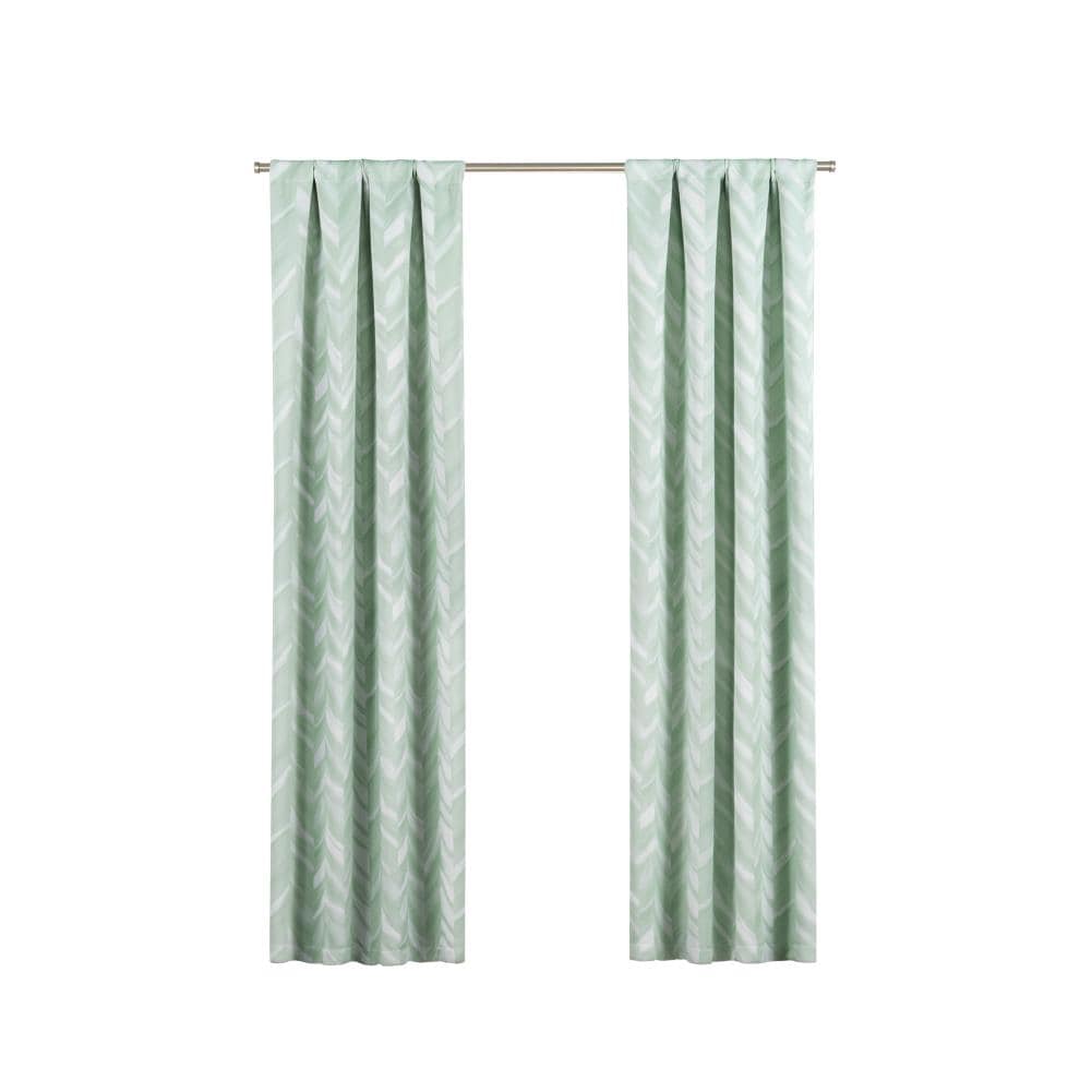 Eclipse 16429037095MNT 95-in Mint Chevron Blackout Rod pocket Single curtain panel