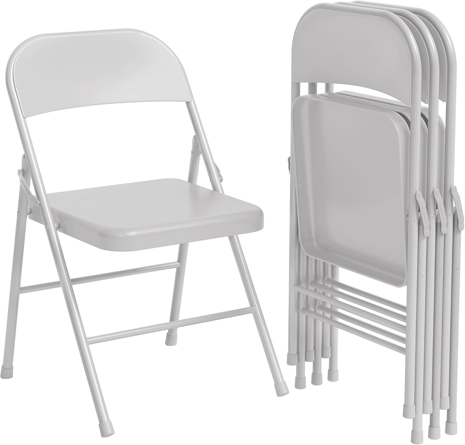 Qeetex - 4 Pack All-Steel Folding Chairs with Backrest Heavy Duty Metal Foldable Dining Chair Set...