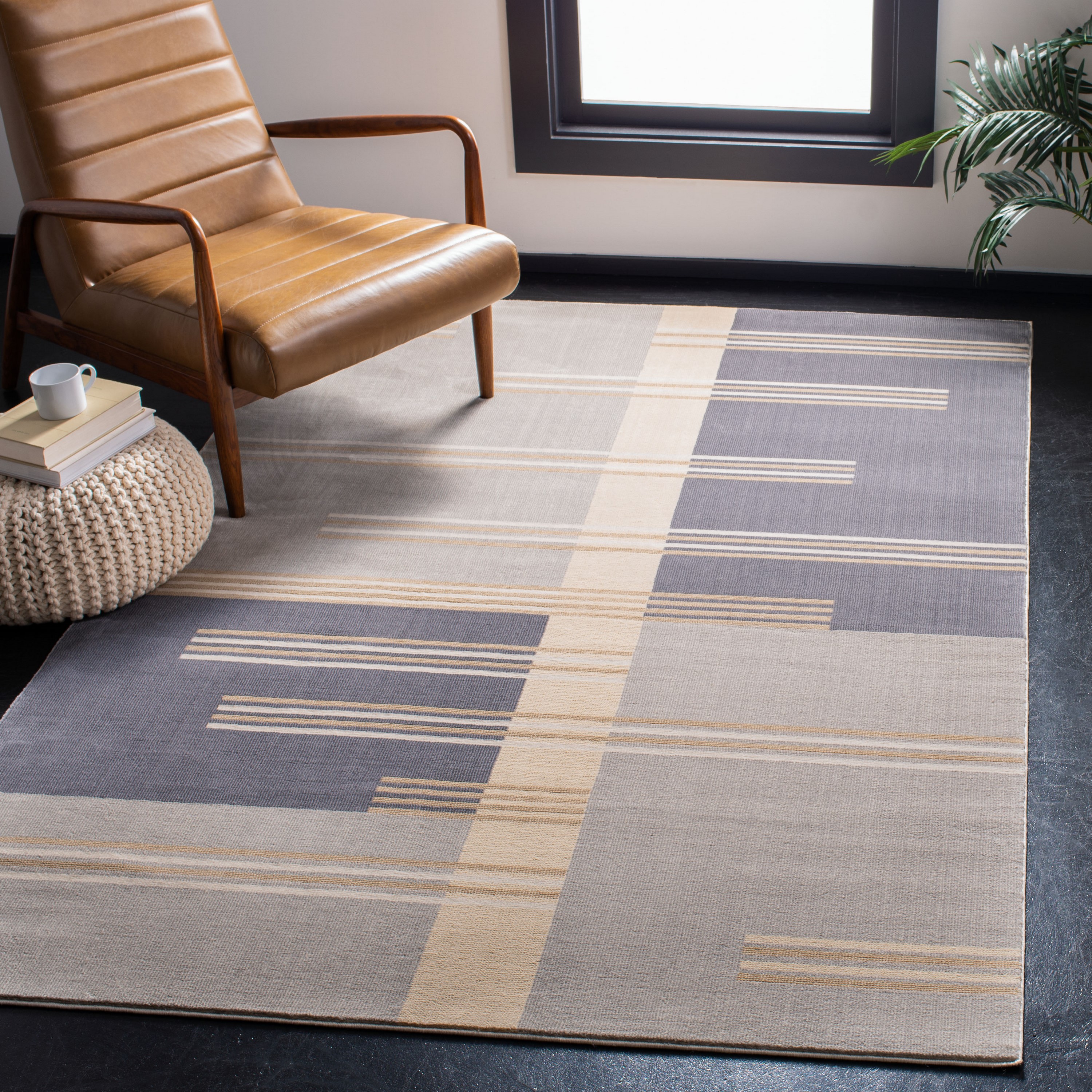 Safavieh ORW304F-5 Orwell Turmac 5 x 8 Gray/Charcoal Indoor Geometric Area Rug