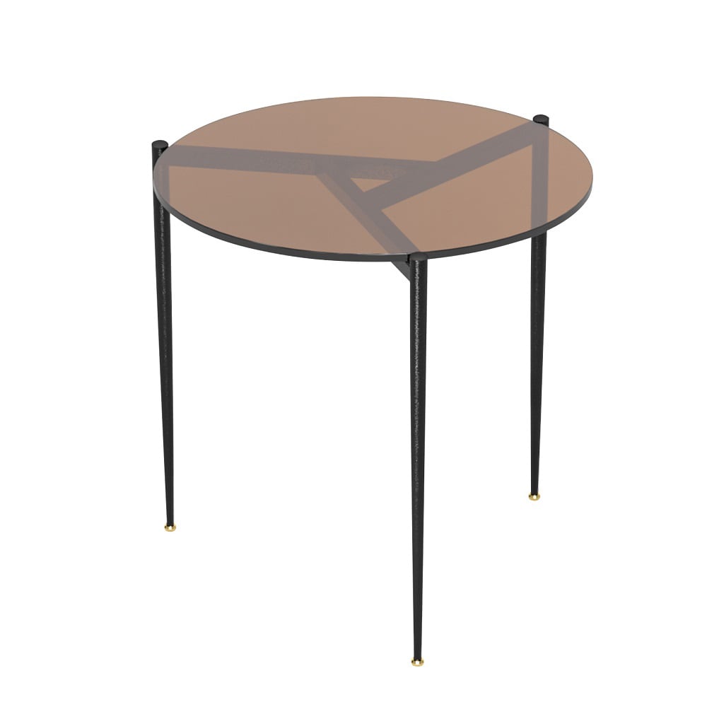 LUVODI 19.7-in W x 19.7-in H Brown Glass Round Modern End