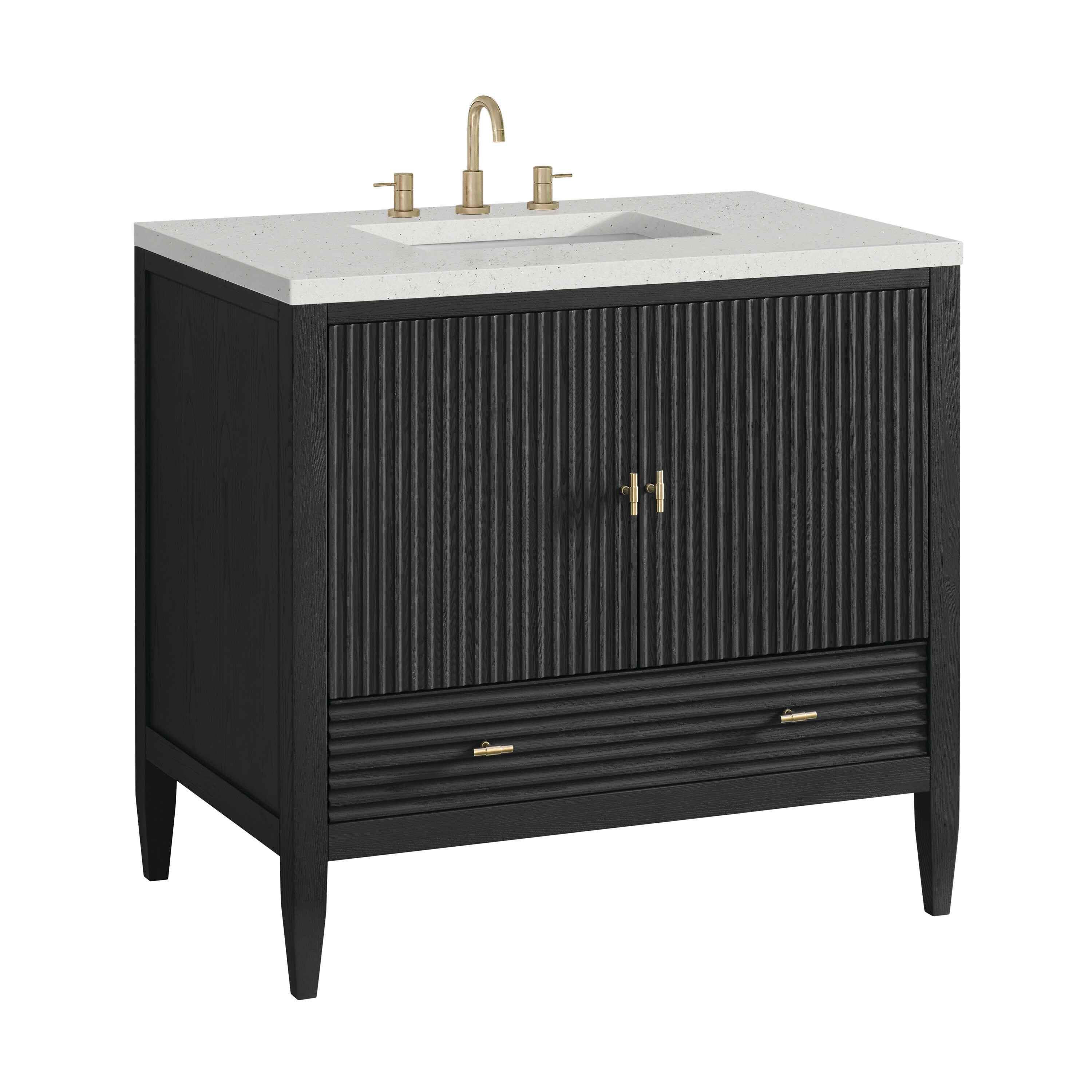 Myrrin 36" Black Plywood Single Bathroom Vanity with Porcelain Sink