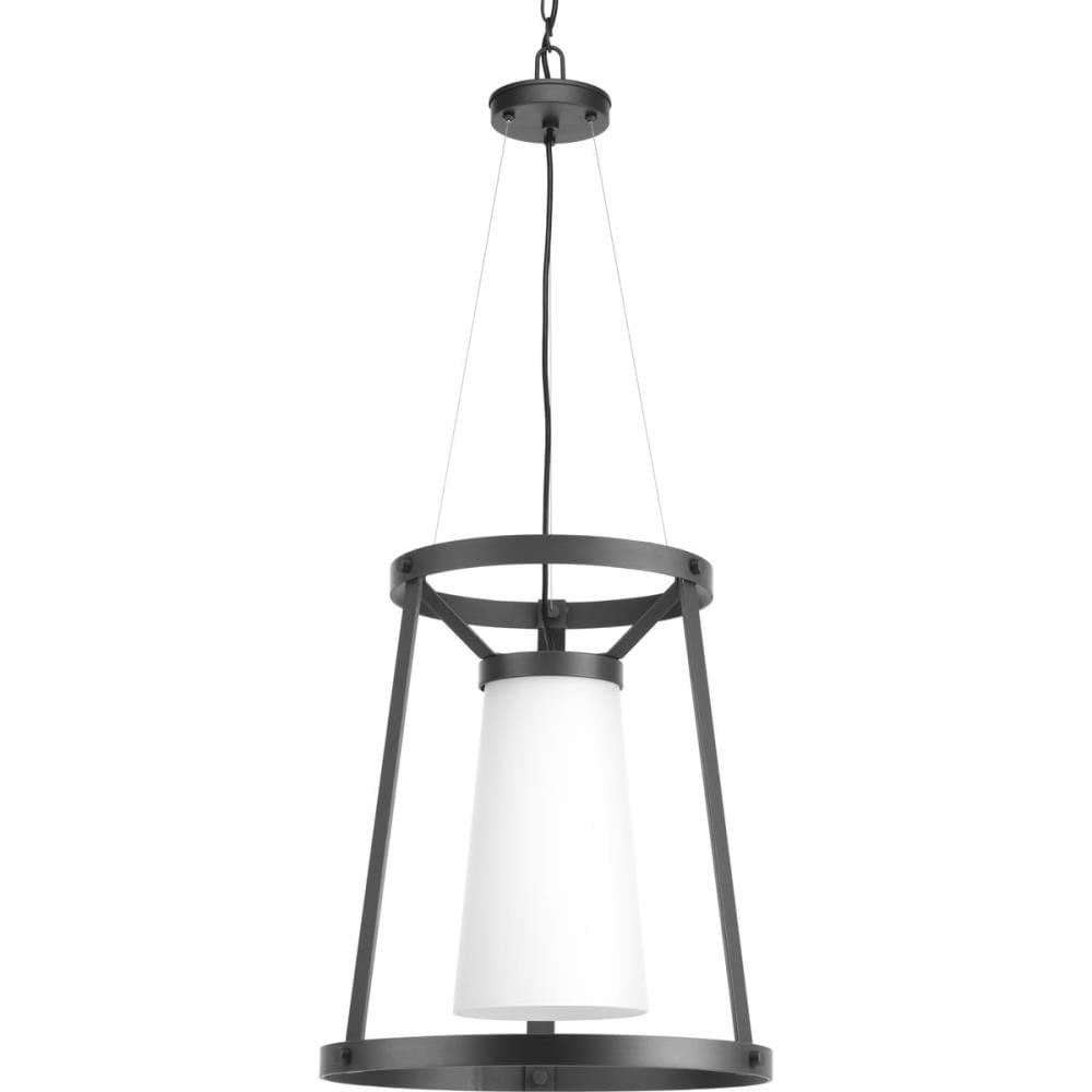 Progress Lighting P500026-143 Mobi Graphite Modern/Contemporary Etched Glass Lantern Led Hanging Pendant Light