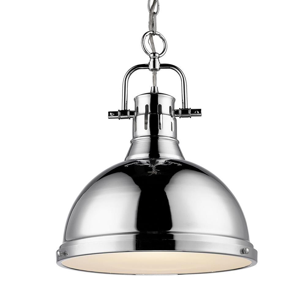 Golden Lighting Duncan Chrome Transitional Dome Medium Hanging Pendant ...