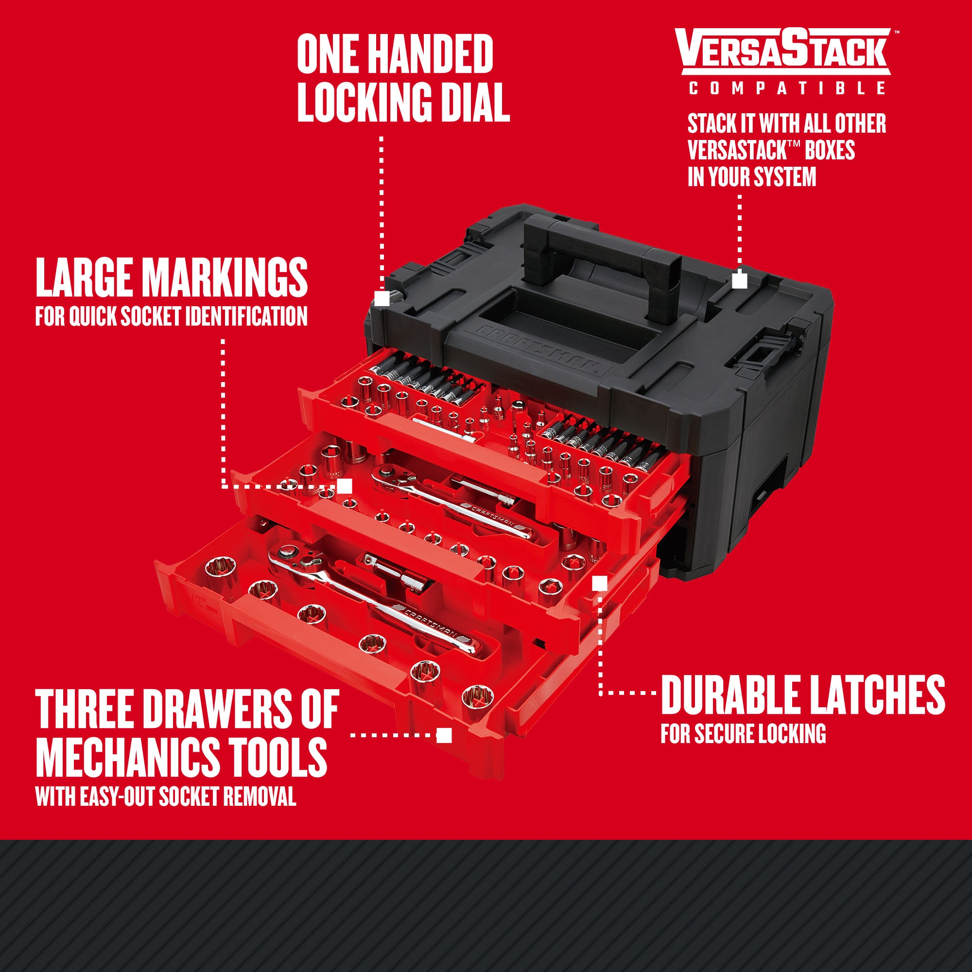 CRAFTSMAN 230-Piece Standard (SAE) and Metric Polished Chrome Mechanics  Tool Set with Hard Case in the Mechanics Tool Sets department at