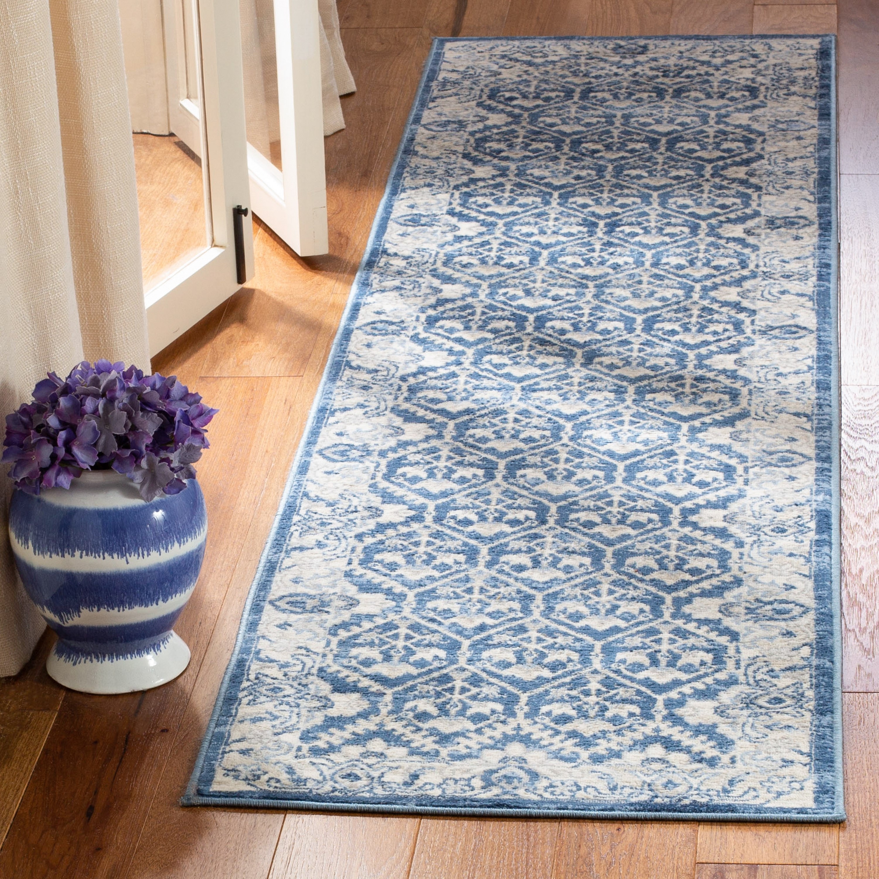 Safavieh BNT869M-212 Brentwood Pilaf 2 x 12 (ft) Loomed Polypropylene Navy/Light Gray Rectangular Indoor Distressed/Overdyed Vintage Runner rug