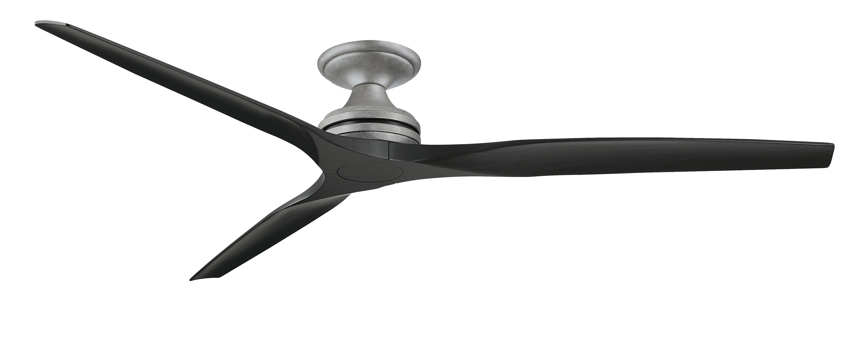 Fanimation Spitfire 72-in Outdoor Flush Mount Smart Galvanized with Black Blades Propeller Ceiling Fan Light Kit Compatible - Remote Included ( 3 -Blade ) 5326861