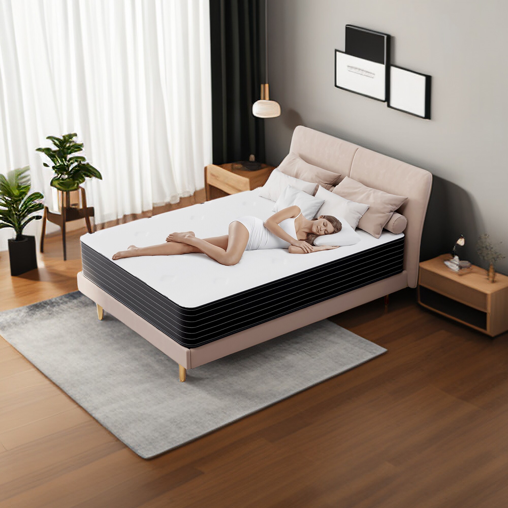 GZMR BB1951-WH 8.2-in Medium Twin Hybrid Memory Foam/Coil Blend Mattress in a Box