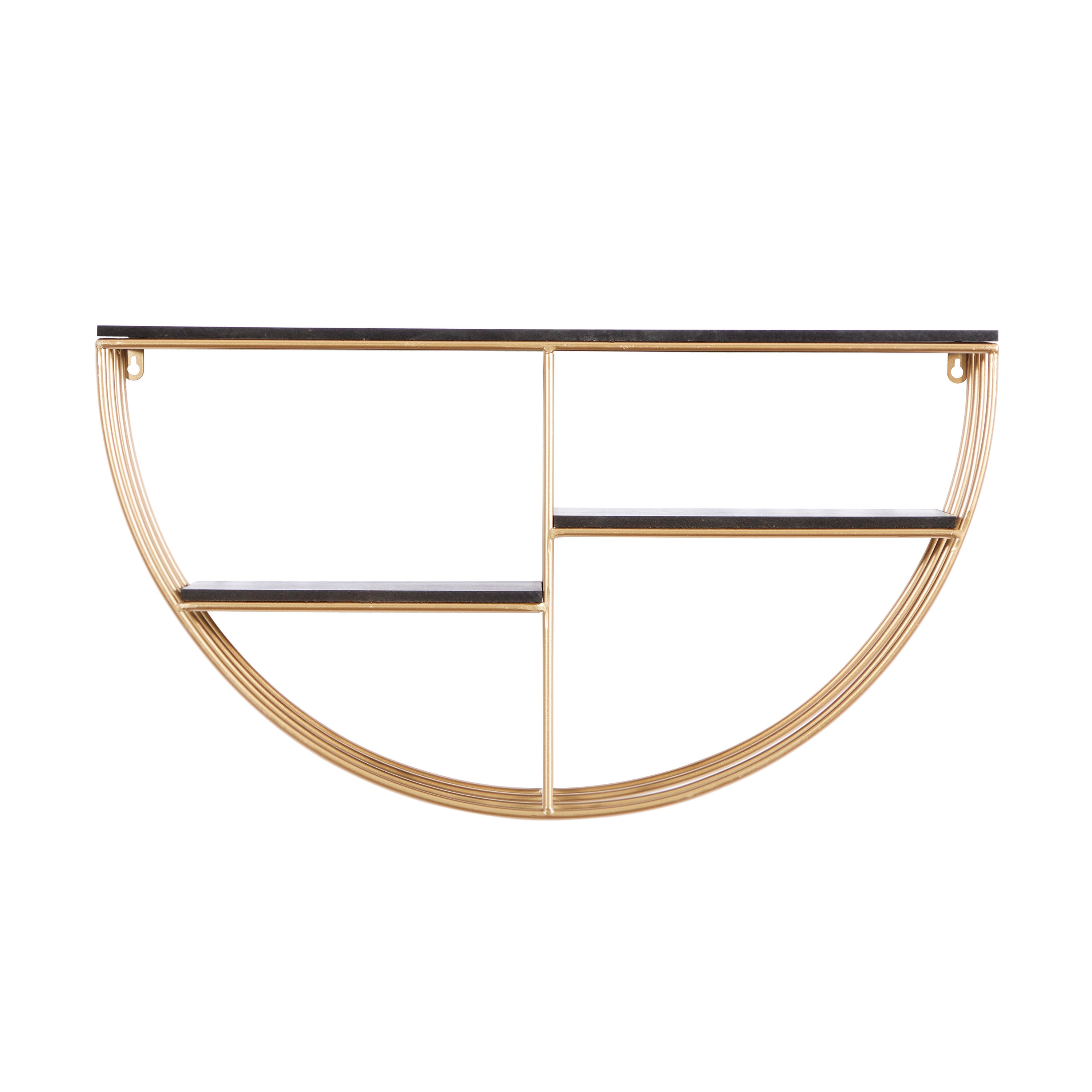 Elegant Black and Gold 28" Floating Half Moon Wall Shelf