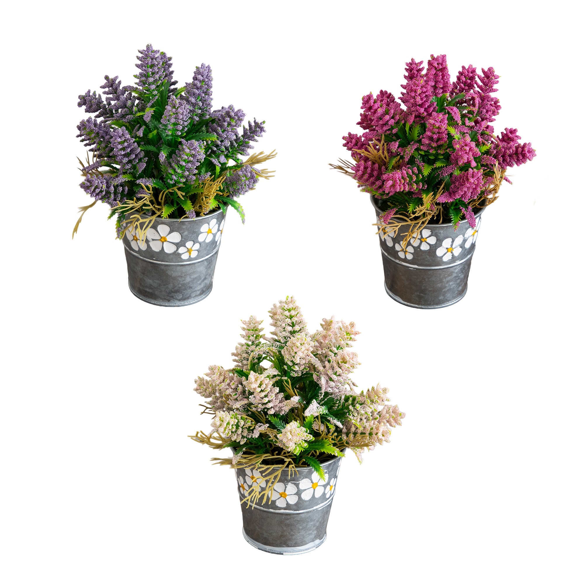 Nearly Natural - 8-in Assorted Indoor Desktop Lavender Artificial Flower