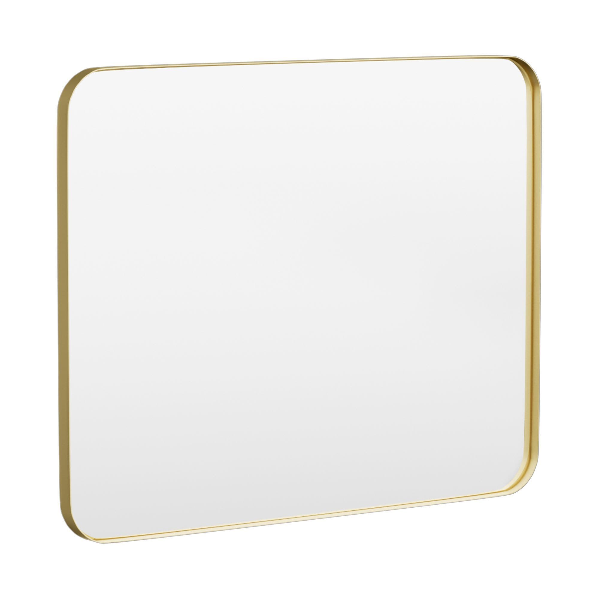 LOVMOR M-G-4032-LSQ 40 in. W x 32 in. H Modern Rectangular Aluminum Framed Wall Bathroom Vantiry Mirror in Brush Gold
