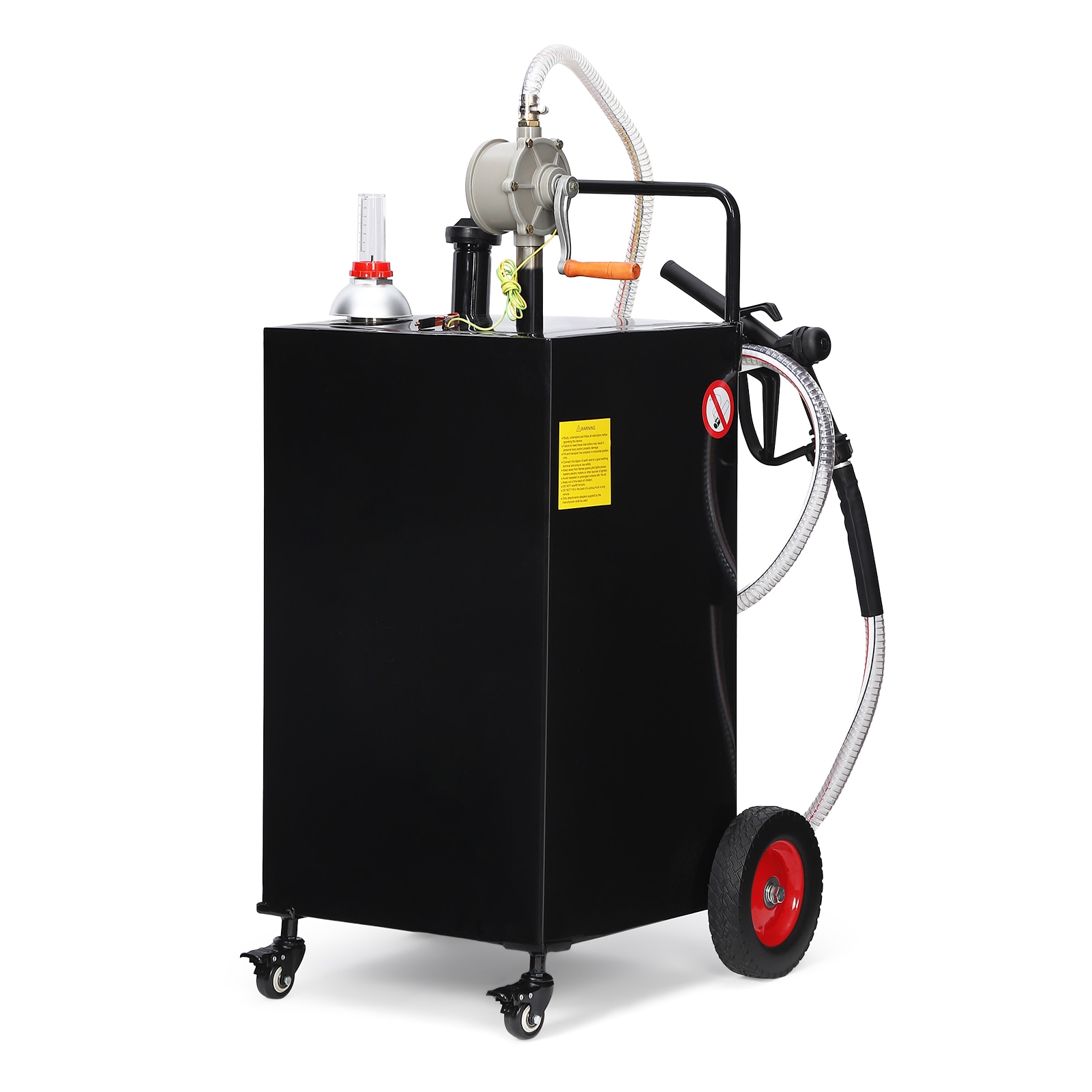 Garvee 30 Gallon Heavy Duty Portable Fuel Caddy Manual Pump Dual Fuel Transfer Tank 4 Wheel Mobile Storage Solution For Truck Boat Lawn Mower Farm Black Version