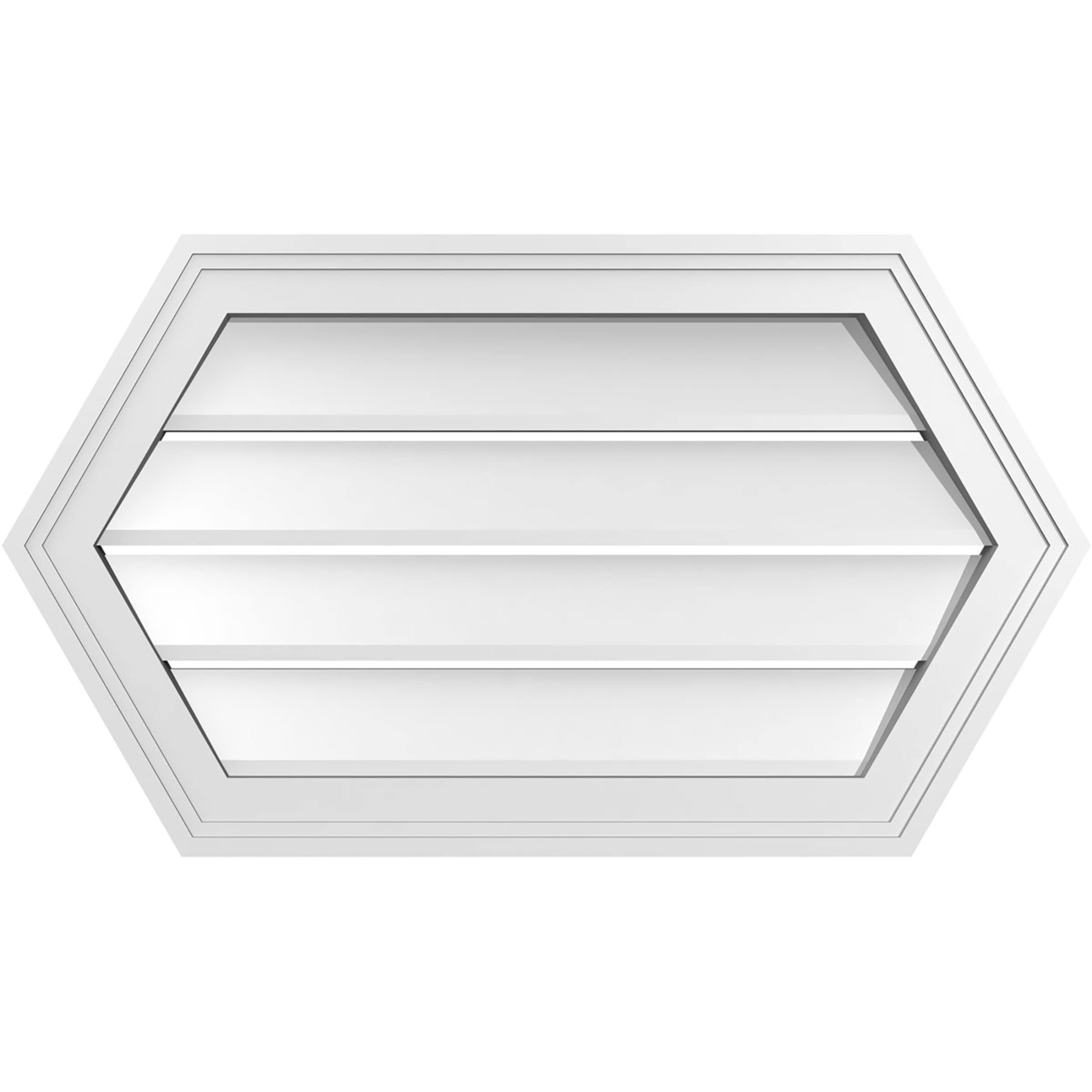 Ekena Millwork GVPHP28X1602SF 28-Inches x 16-Inches Off-white Peaked PVC Gable Louver Vent