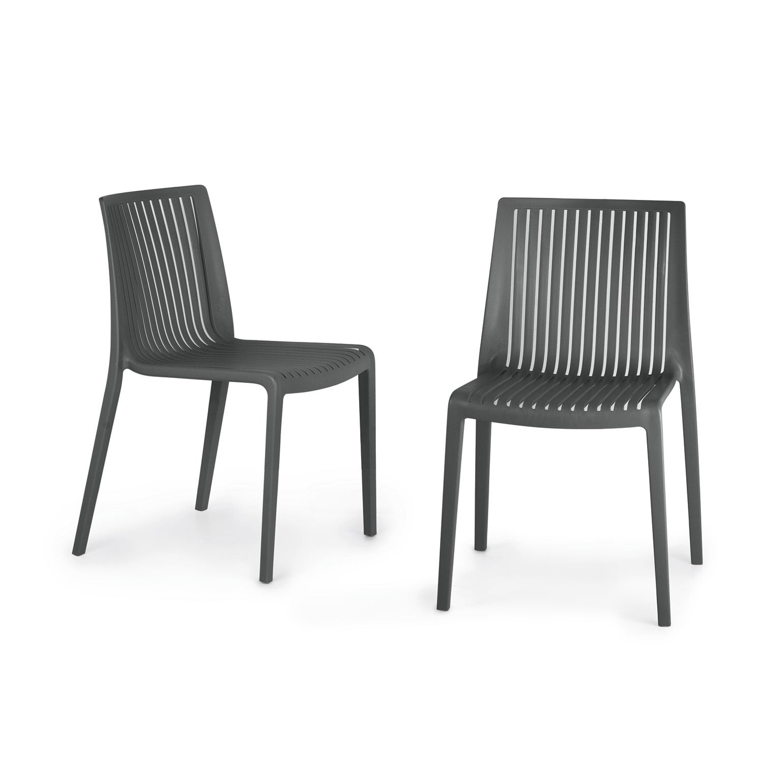 World Rug Gallery CO8054ANTRAC2 SeriesW1 Set of 2 Stackable Anthracite Resin Frame Stationary Dining Chair with Solid Seat