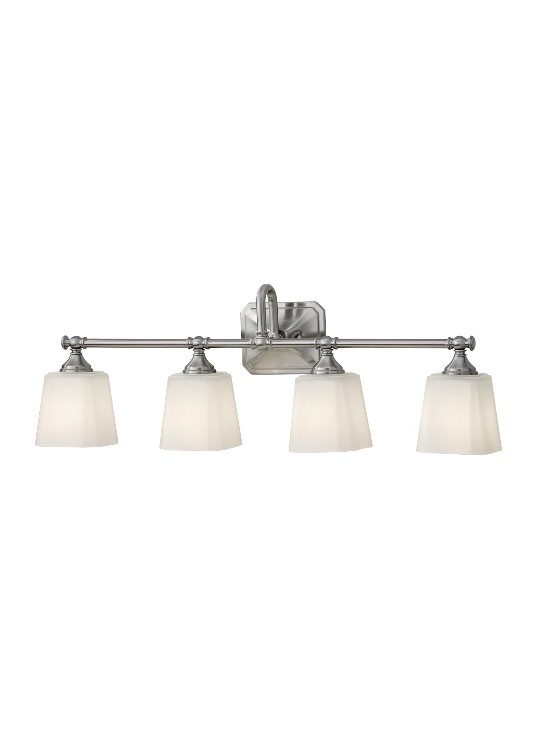 Generation Lighting VS19704-BS Gladstone 30-in 4-Light Brushed Steel Transitional Vanity Light