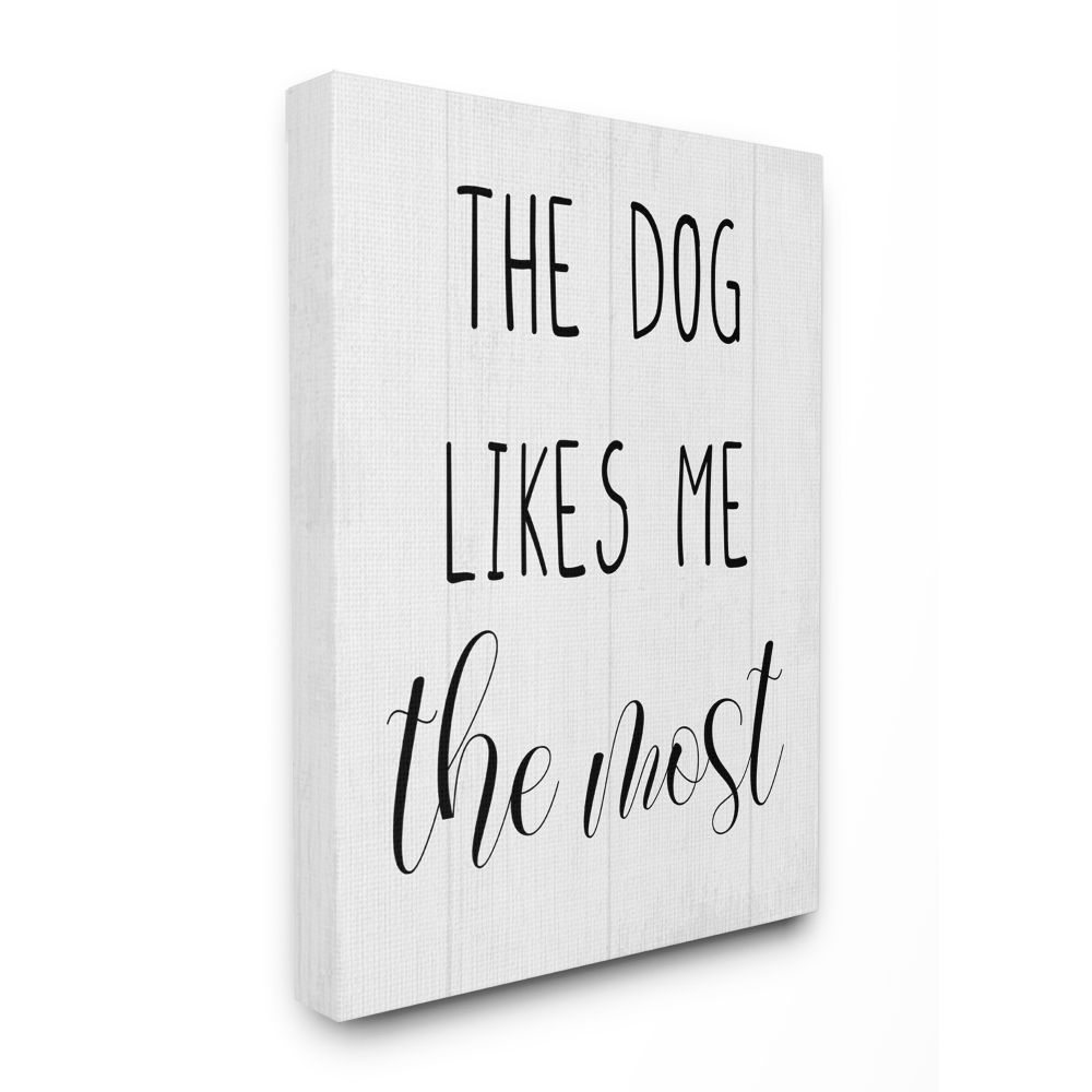 Stupell Industries AB-415-CN-16X20 The Dog Likes Me Most Minimal Rustic Pet Design Daphne Polselli 20-in H x 16-in W Inspirational Print on Canvas