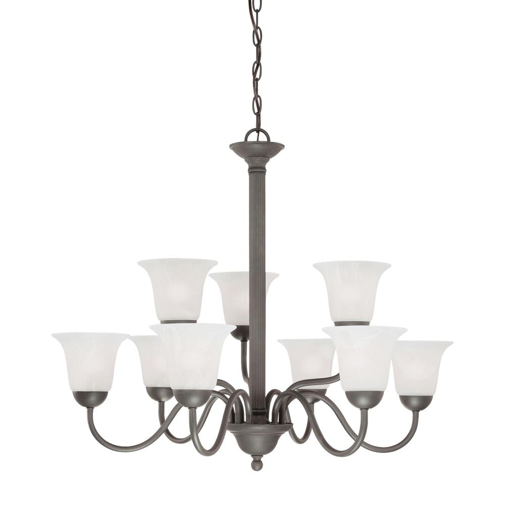Thomas Lighting SL881363 Riva 9 -Light Distressed Brown Transitional For Use in Bedrooms, Dining Rooms, Foyers, Kitchens, Living Rooms Chandelier