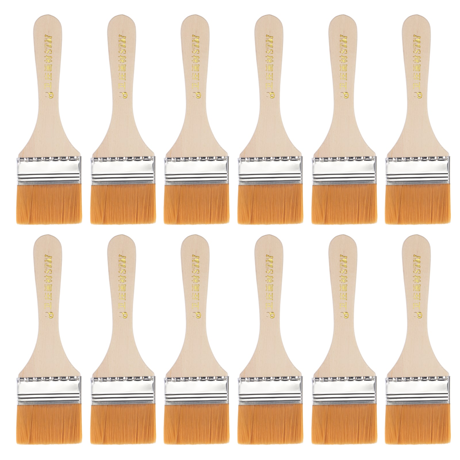 Unique Bargains 12pcs 6-Inch Paint Brush 2-Inch Width Soft Nylon Bristle with Wood Handle for Wall Cabinets Fences Yellow