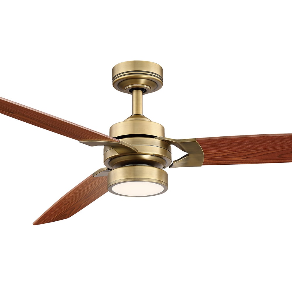 allen + roth WL-2415AGB Alexis 52-in Aged Brass Integrated LED Indoor Ceiling Fan with Light and Remote (3-Blade)
