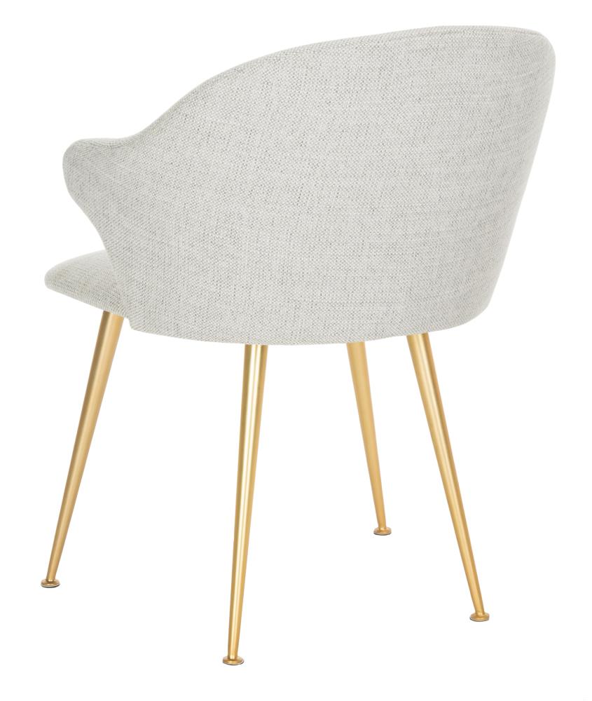 Edmond Transitional Linen Blend Light Grey Arm Chair with Gold Capped Legs