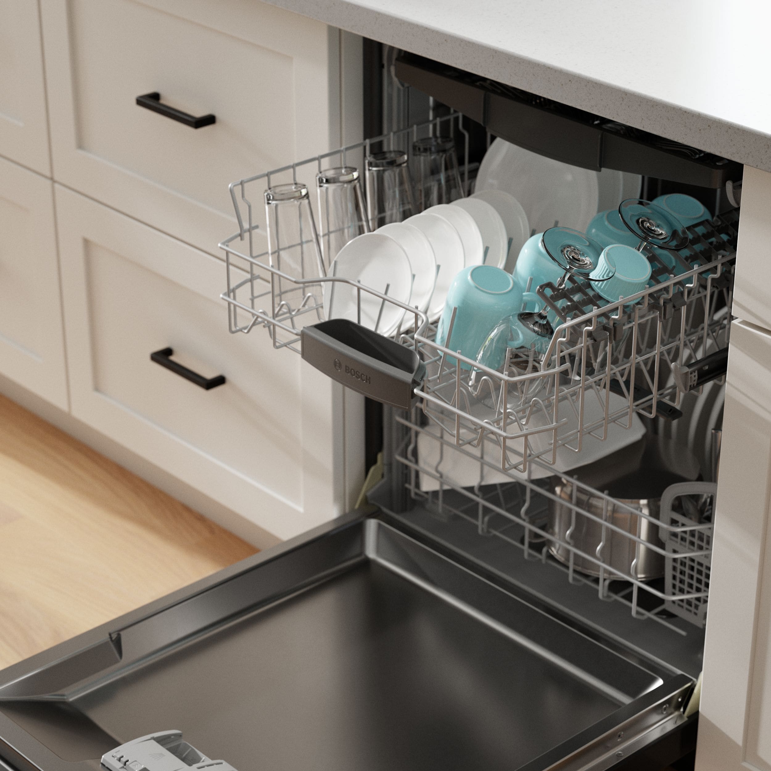 Bosch 100 Series 24-in Top Control Smart Built-In Dishwasher (Black ...