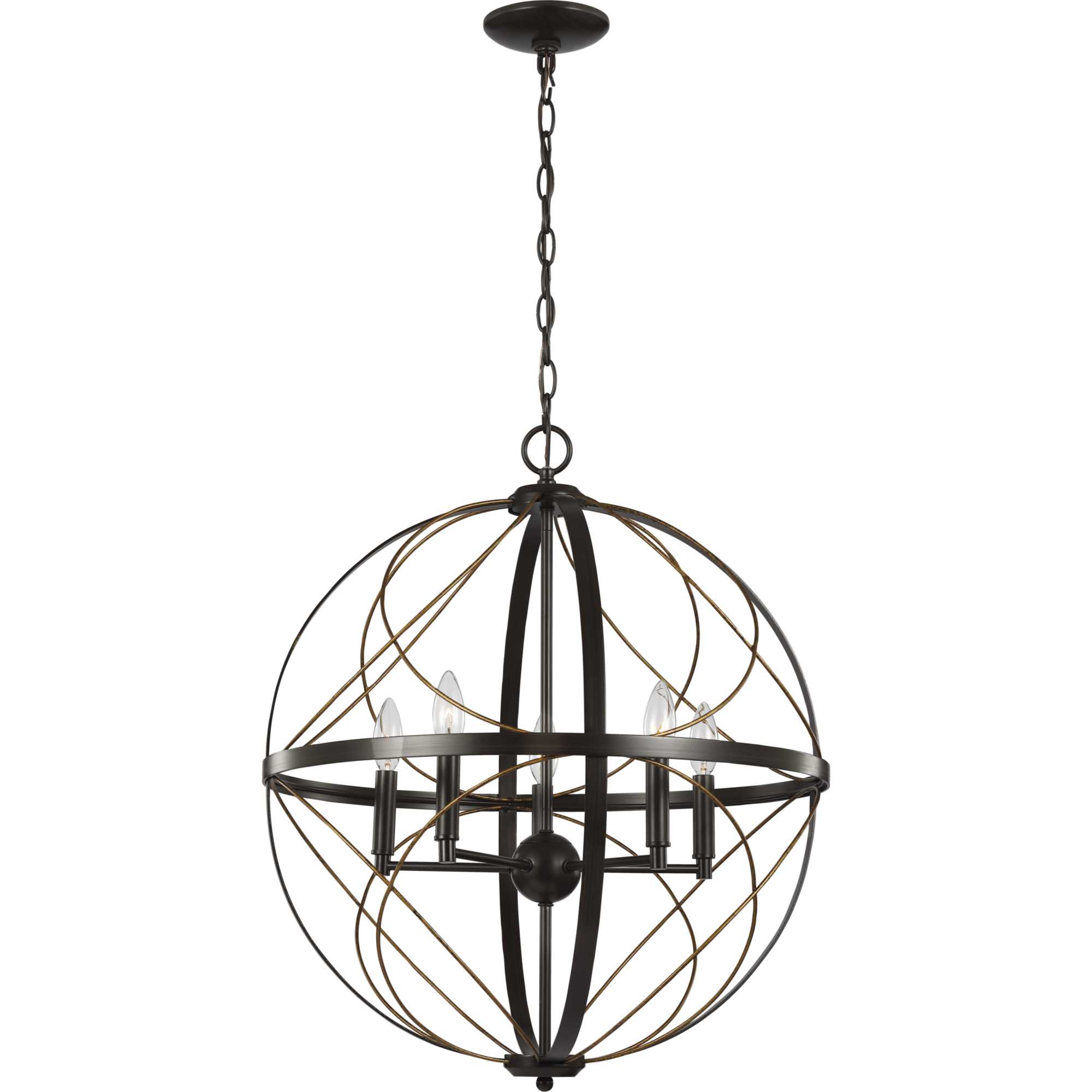 Brandywine Antique Bronze 5-Light Globe Pendant Chandelier