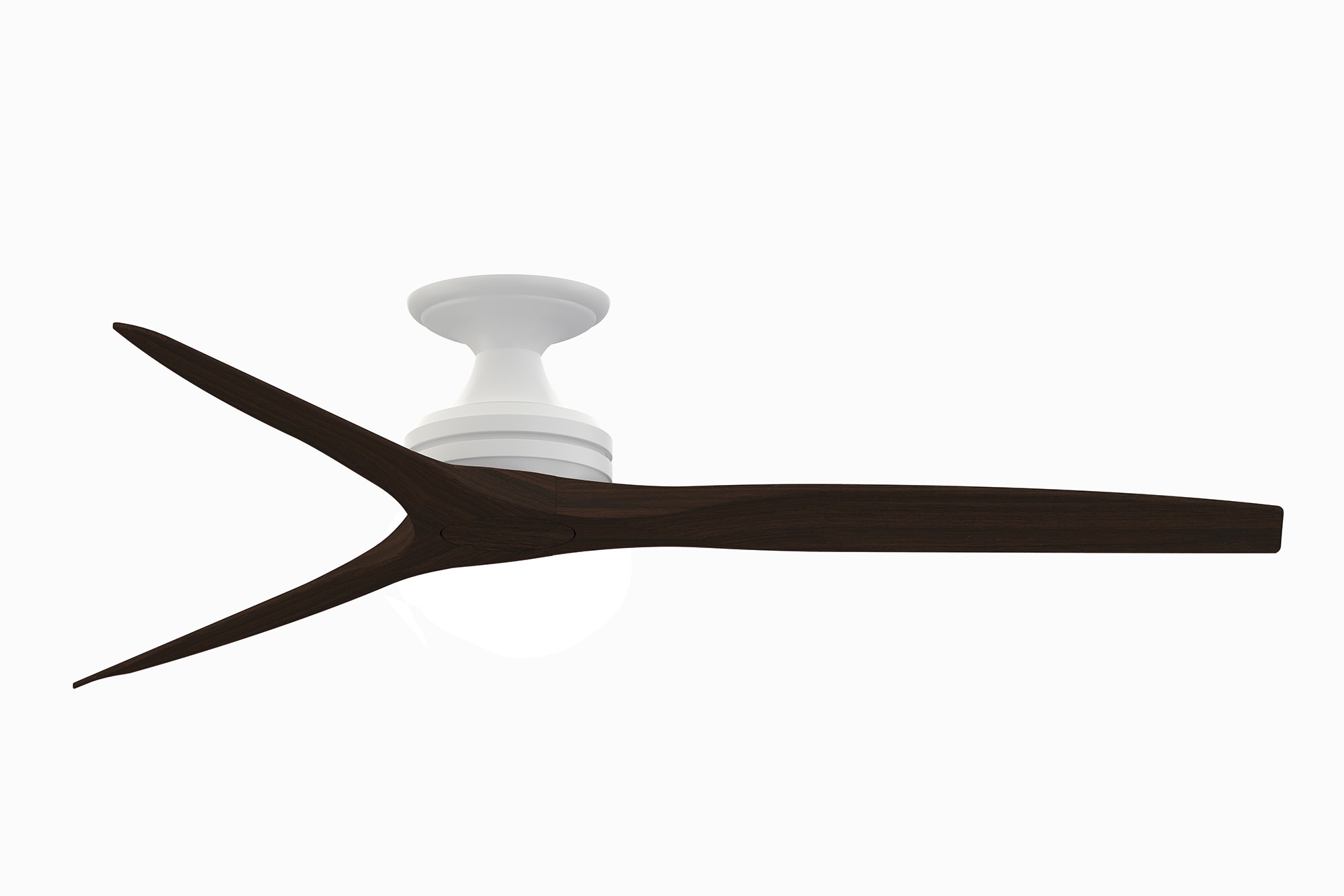 Fanimation FP6721BMW-60DWA-F Spitfire 60-in Outdoor Flush Mount Matte White with Dark Walnut Blades Propeller Ceiling Fan Light Kit Compatible - Remote Included ( 3 -Blade )