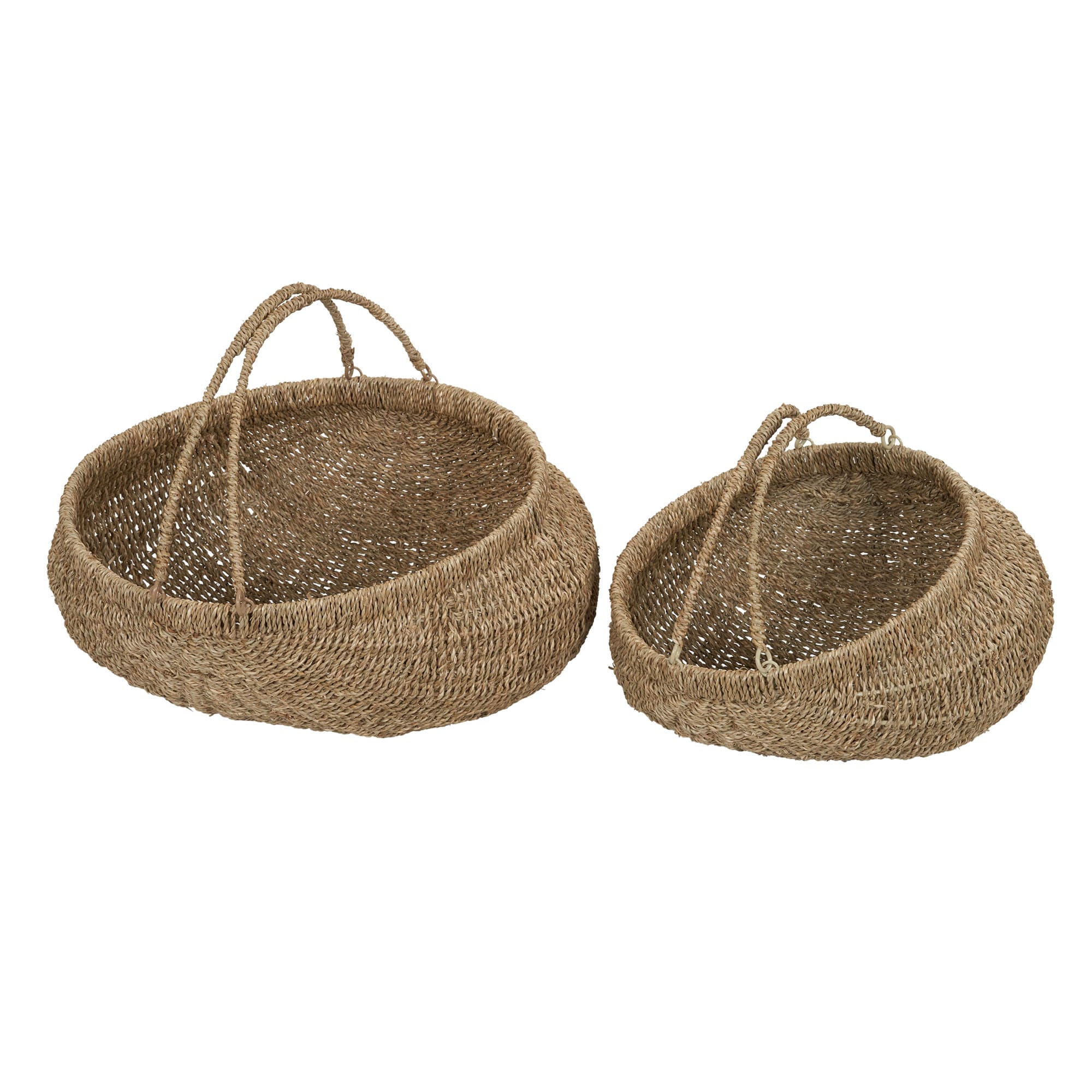 Household Essentials Seagrass Baskets Set of 2 Decorative Baskets with Handles Natural Seagrass with Wire Frame Great for Decoration or Storage #HHML-5618