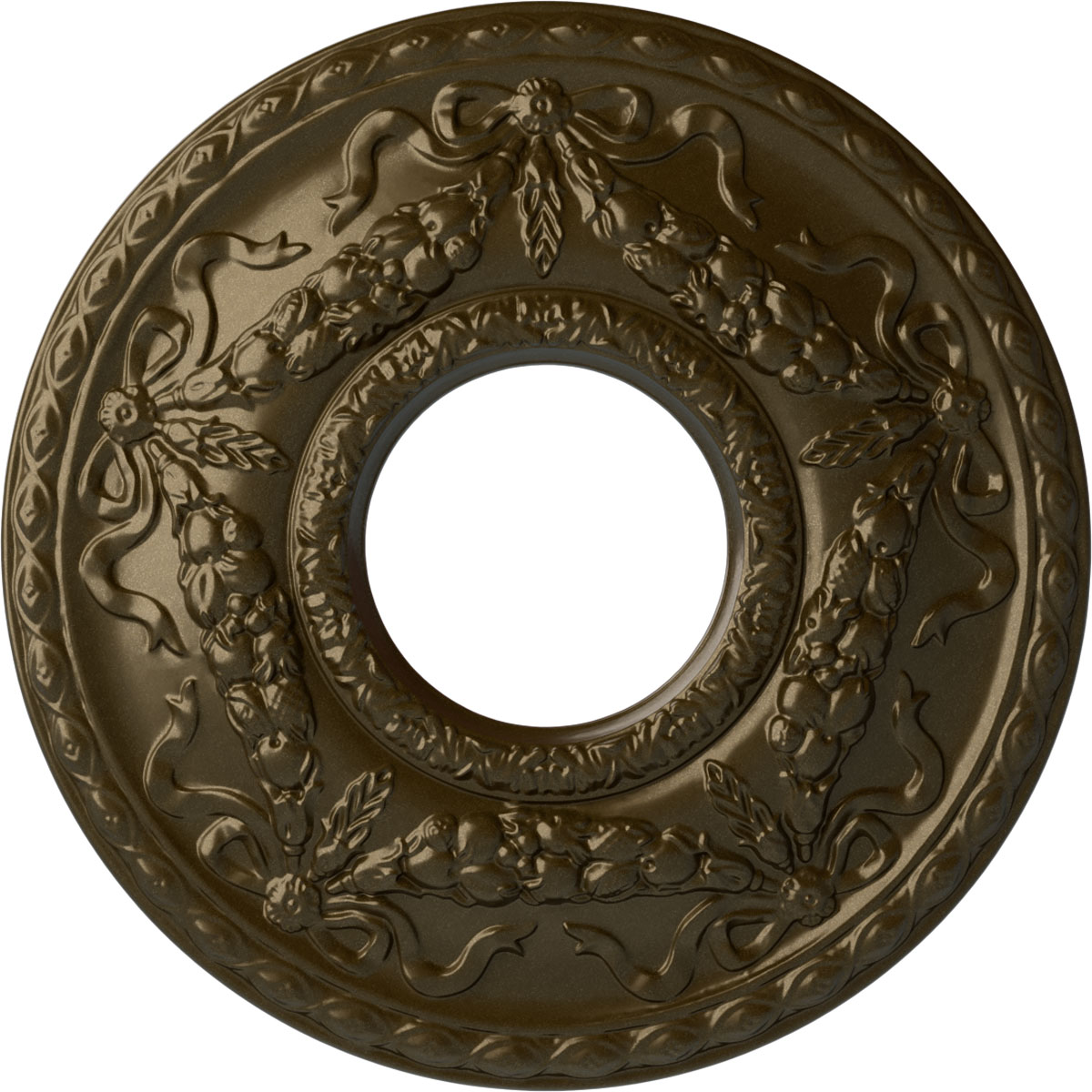 Ekena Millwork CM26HUBRS Hurley 22.125-in W x 22.125-in L Painted Brass Polyurethane Whole Ceiling Medallion