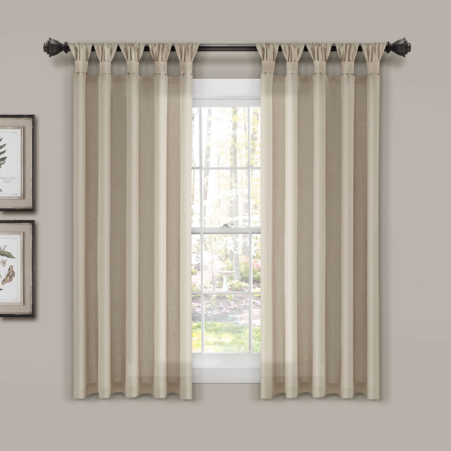 Lush Decor 16T007593 63-Inches Dark Linen Top tab Curtain panel pair