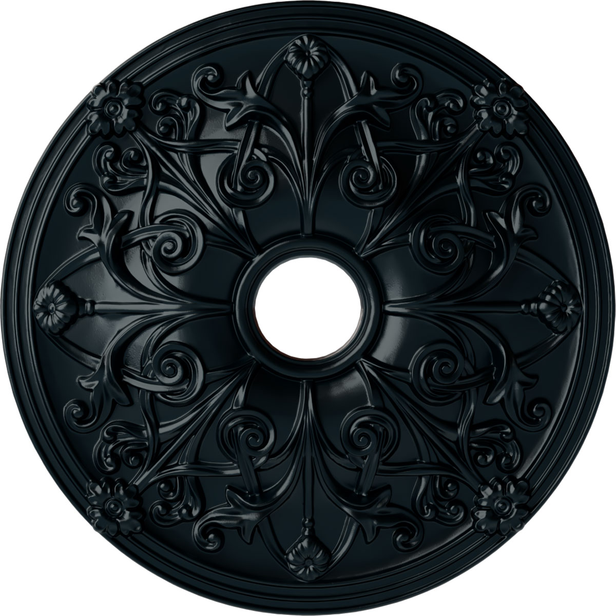 Ekena Millwork CM23JANSF Jamie 23.625-in W x 23.625-in L Painted Night Shade Polyurethane Whole Ceiling Medallion