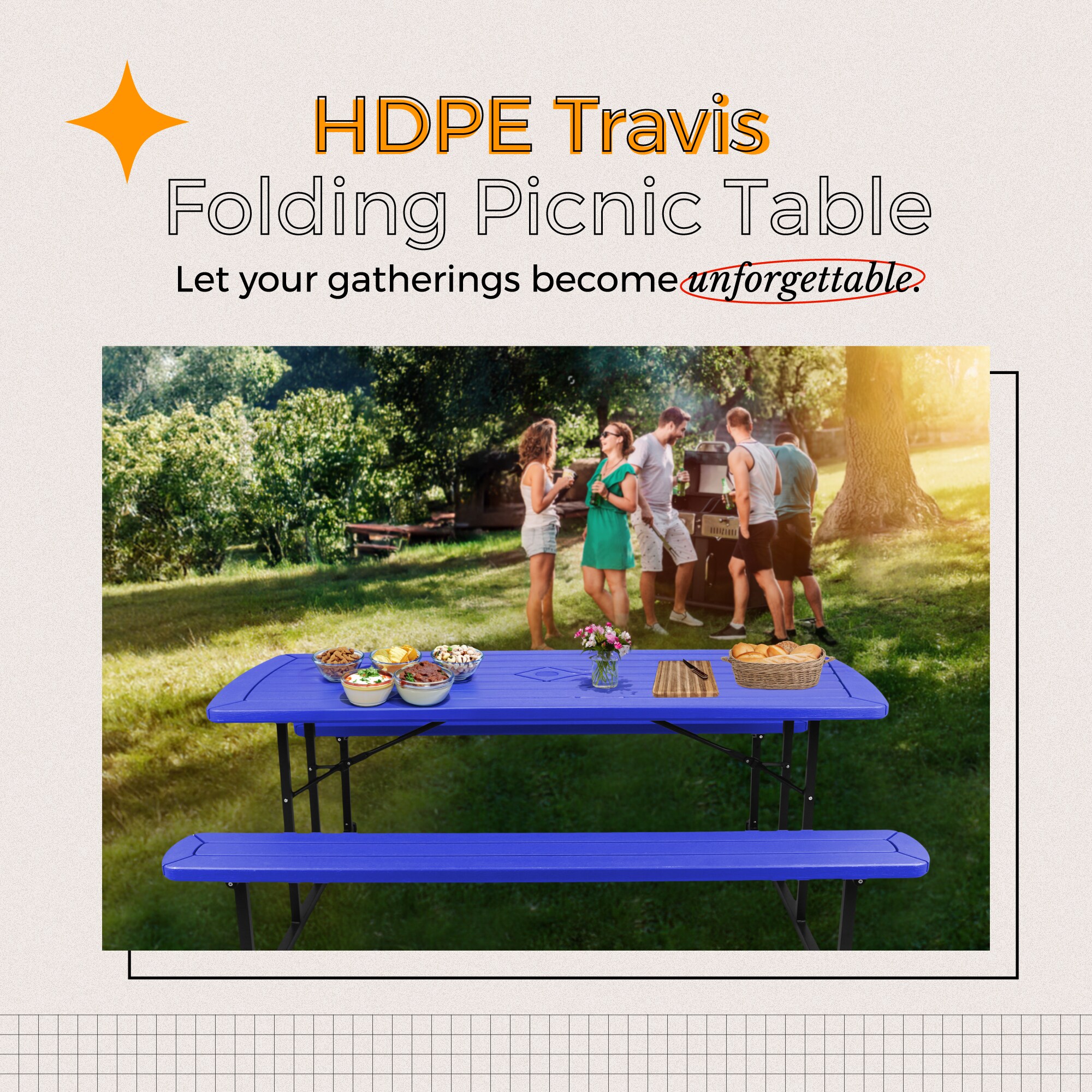 Hampden Furnishings HMDPT3072BK-BL Picnic-Tables - View #9