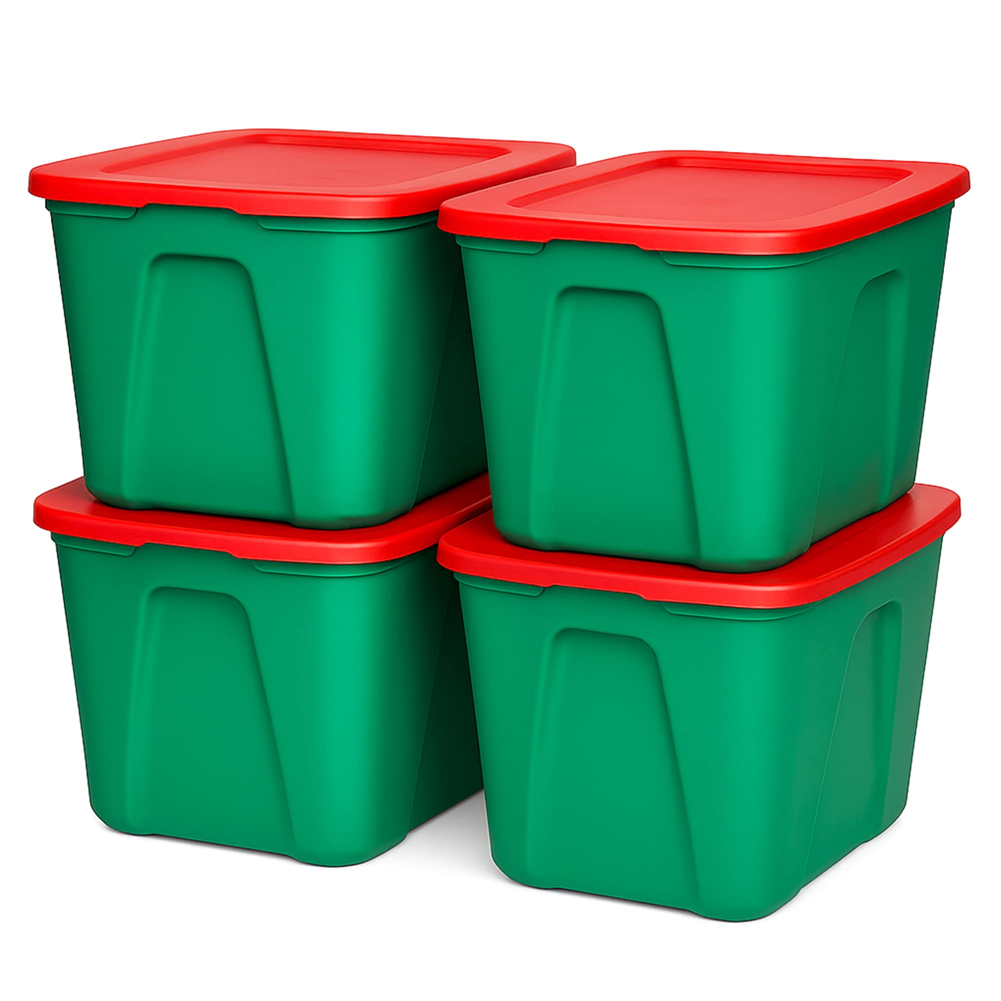 Homz Products 314623 4 -Pack Large 18 -Gallons ( 72 -Quarts ) Green Heavy Duty Stackable Tote with Latching Lid