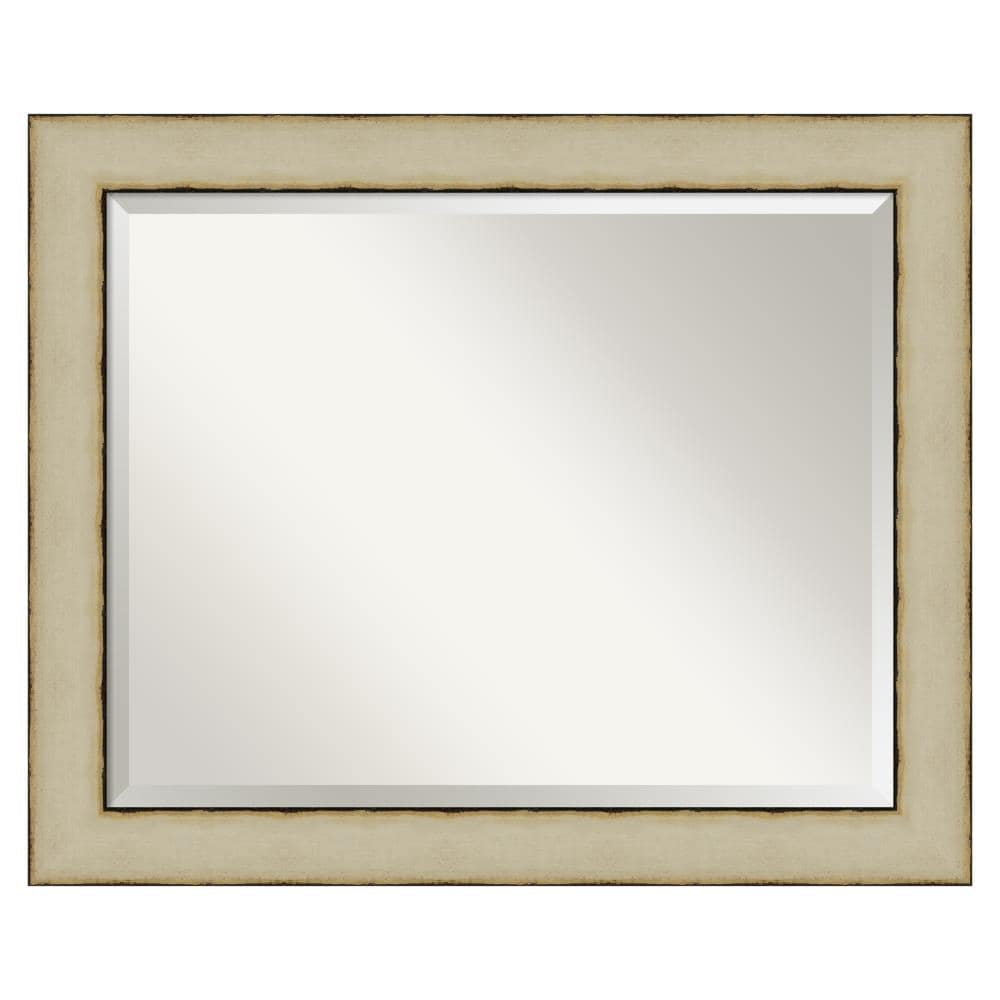 Amanti Art DSW4093391 Rusted Cream Frame Collection 33-in x 27-in Distressed Cream Bathroom Vanity Mirror