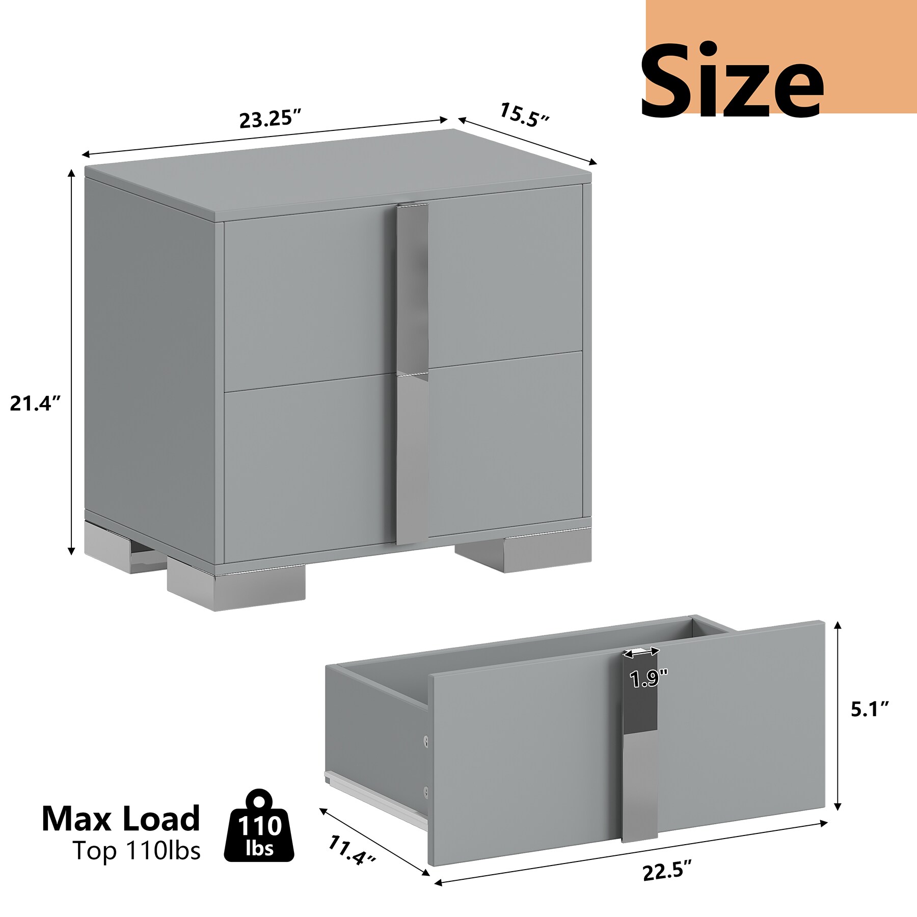 SINOFURN SYC500016GY nightstands - View #3