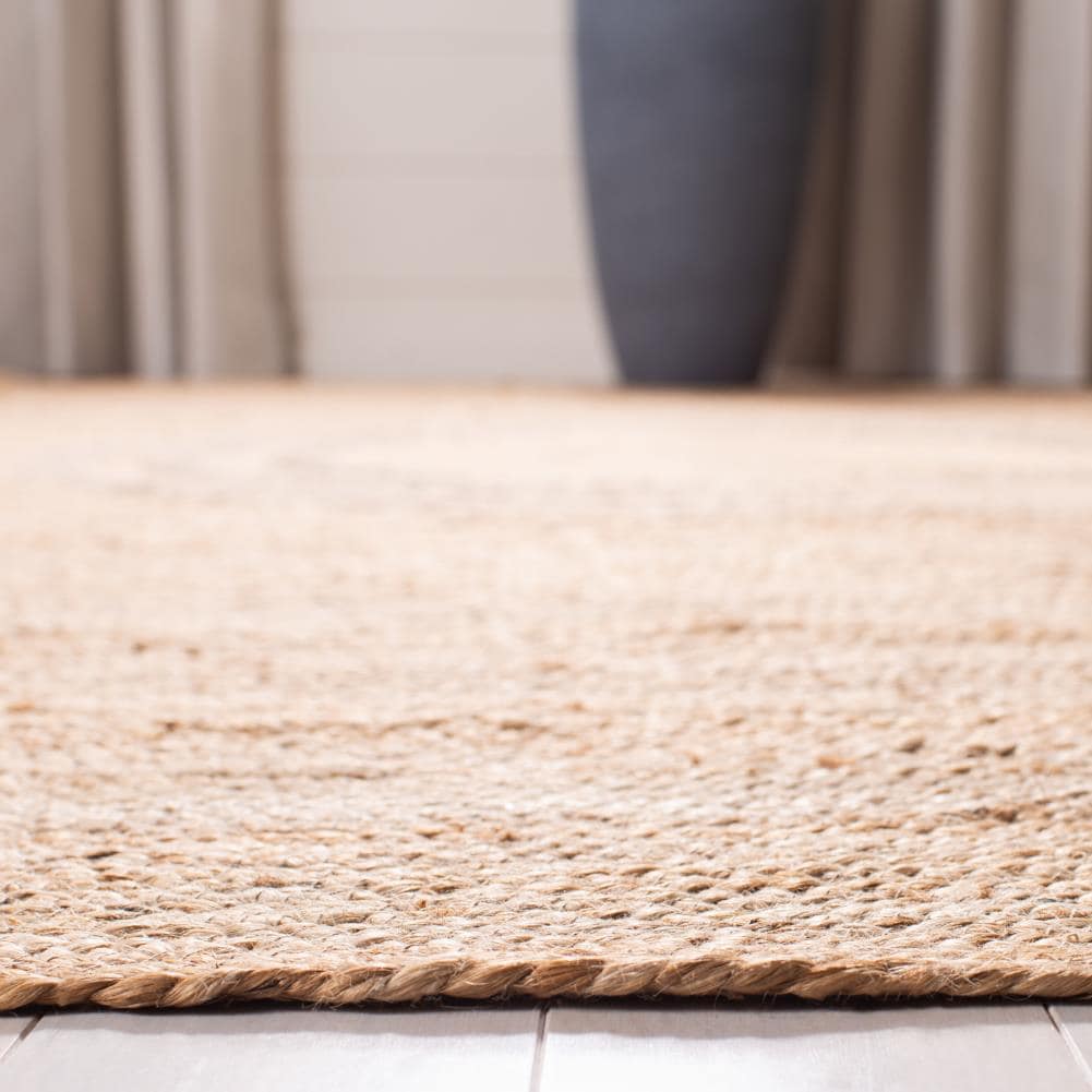 Hand-Knotted Beige Natural Fiber Rectangular Area Rug - 5'x8'