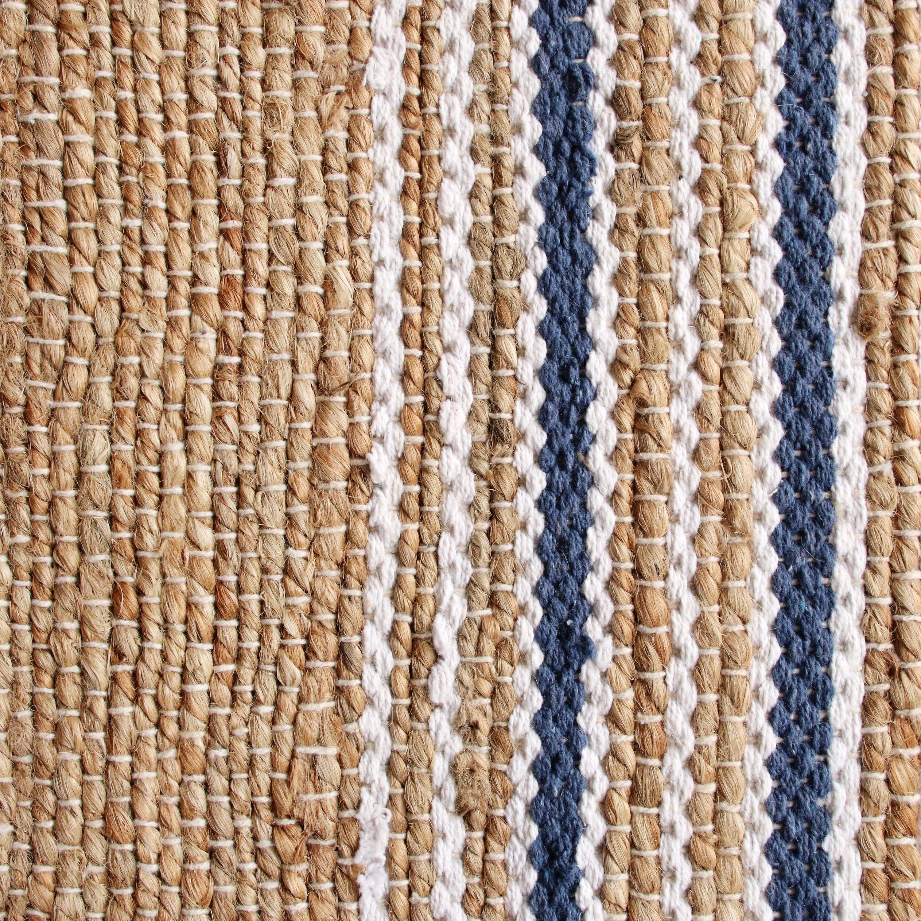 Coastal Stripe Hand-Woven Cotton Area Rug, 5' x 7', Blue