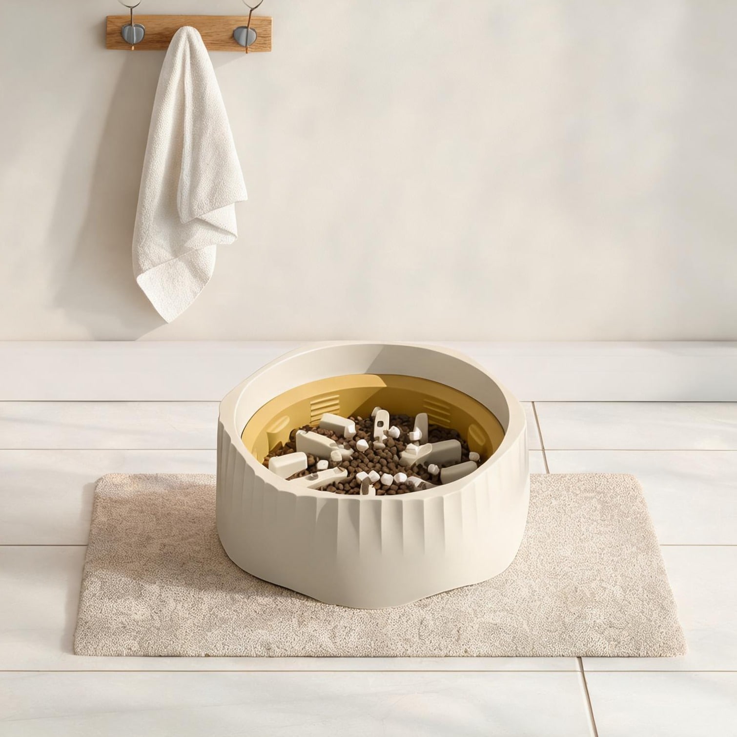 Tammesy Stainless Steel Slow Feeder Bowl Set for Cats and Small Dogs Dual-Purpose with Non-Slip Base Indoor Use