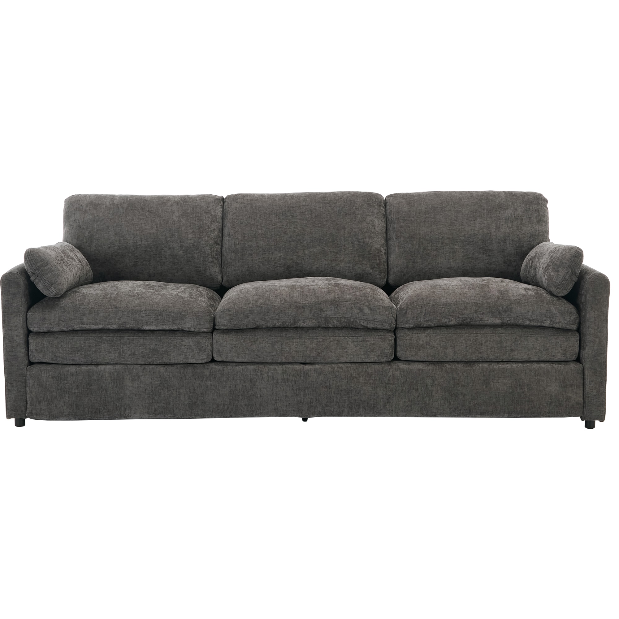 Bybafun - 89-in W Modern Gray Chenille 3-seater Reclining Sectional