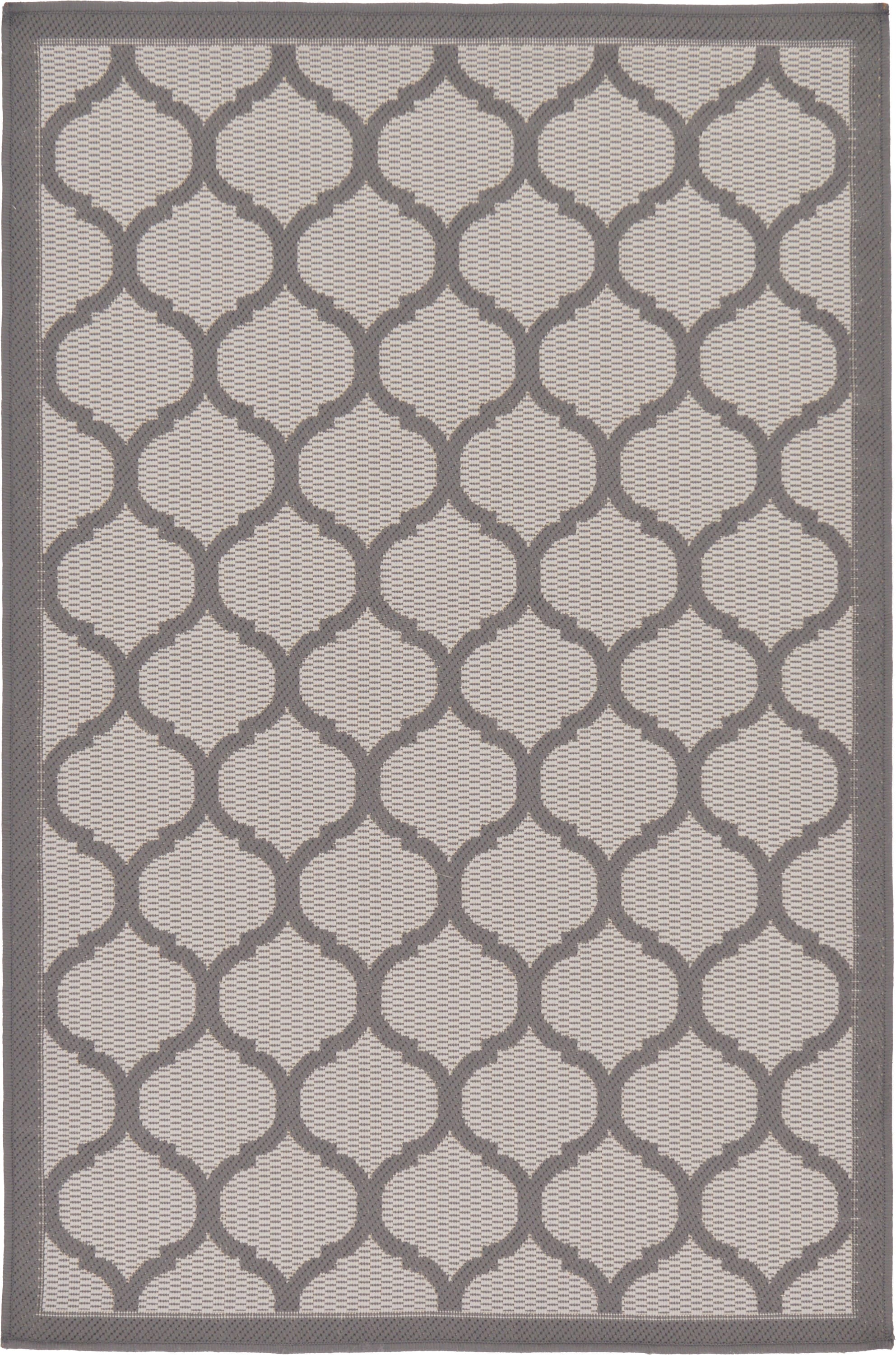 Elegant Gray Lattice Outdoor 3x5 Area Rug - Stain-resistant and Pet-friendly