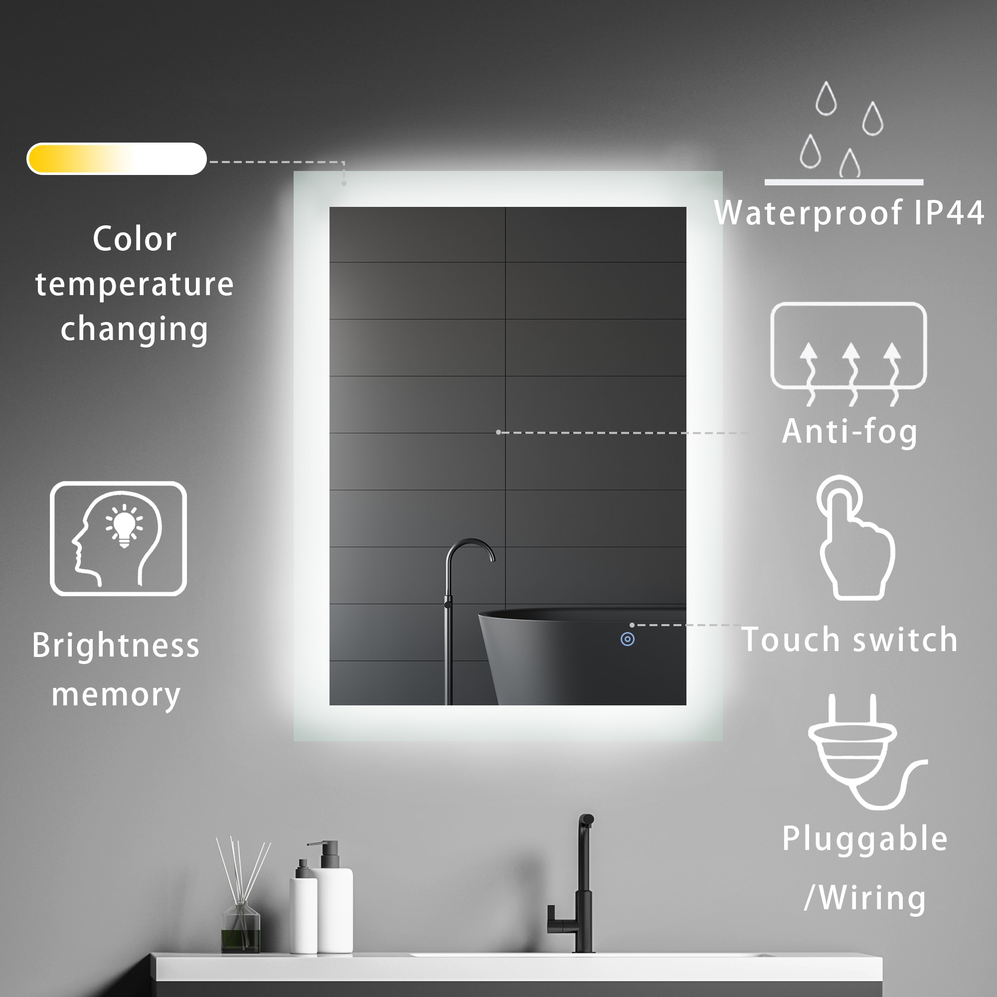 WELLFOR WB#EMI-18A-2432 Framed-Bath-Mirrors - View #2