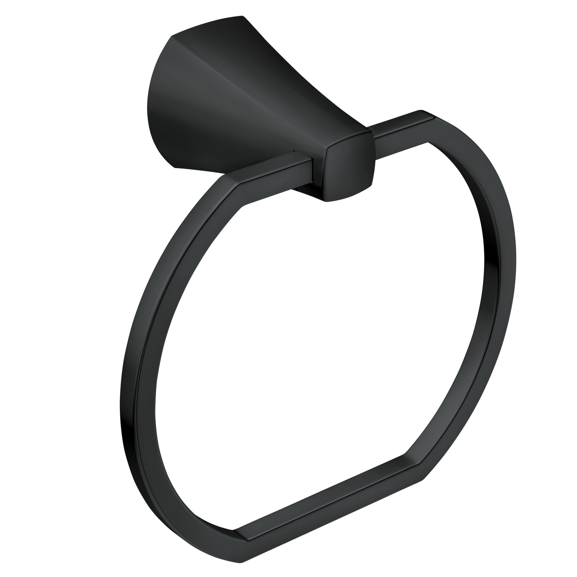 Small Wide Round End Black Towel Ring Modern Hand Towel Hook Wall